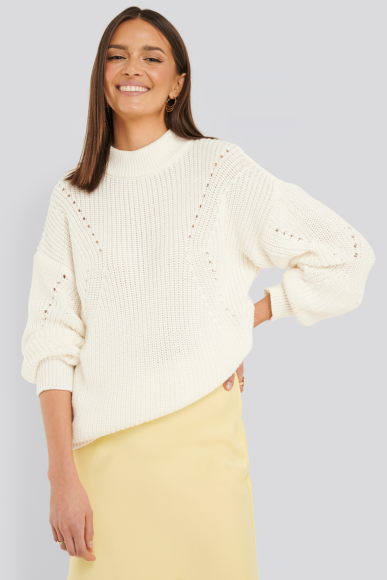 Offwhite Detail Knitted Oversized Sweater