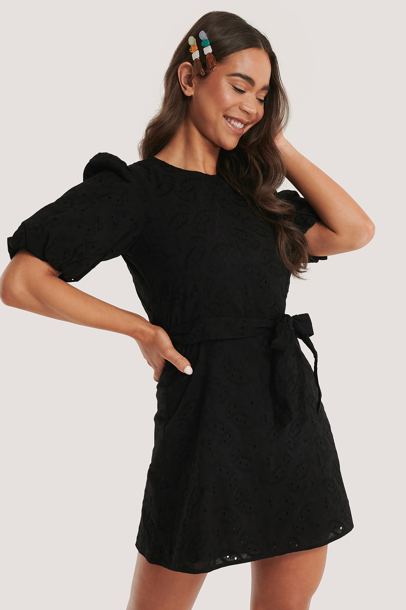 Black Embroidery Cotton Dress