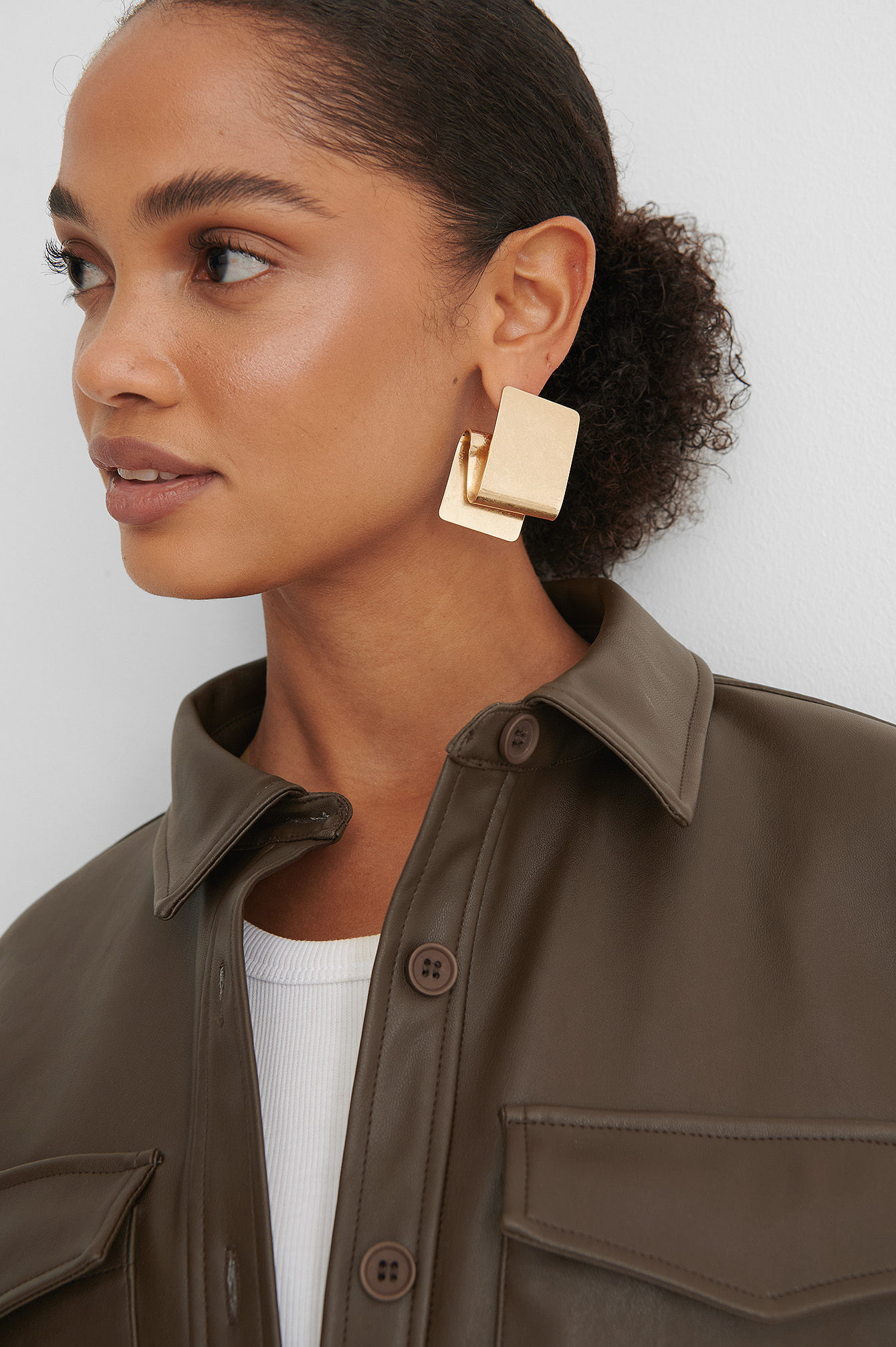 Gold Folded Plate Earrings