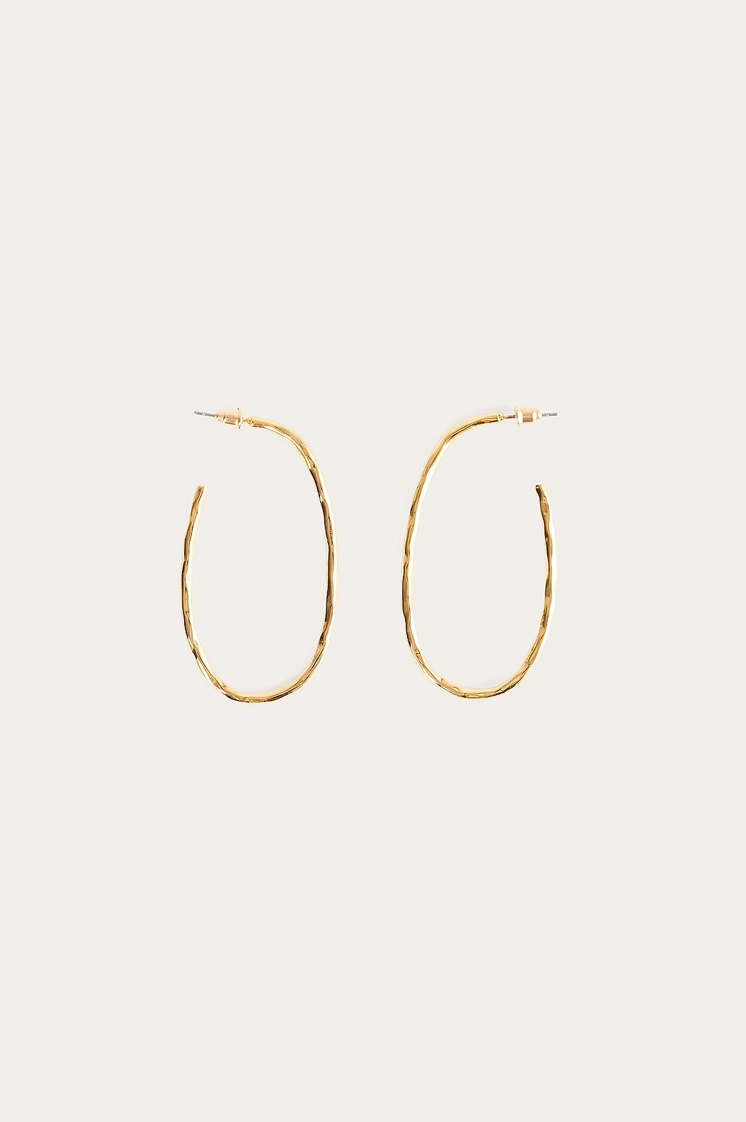 Gold Gold Plated Oval Hammered Hoops