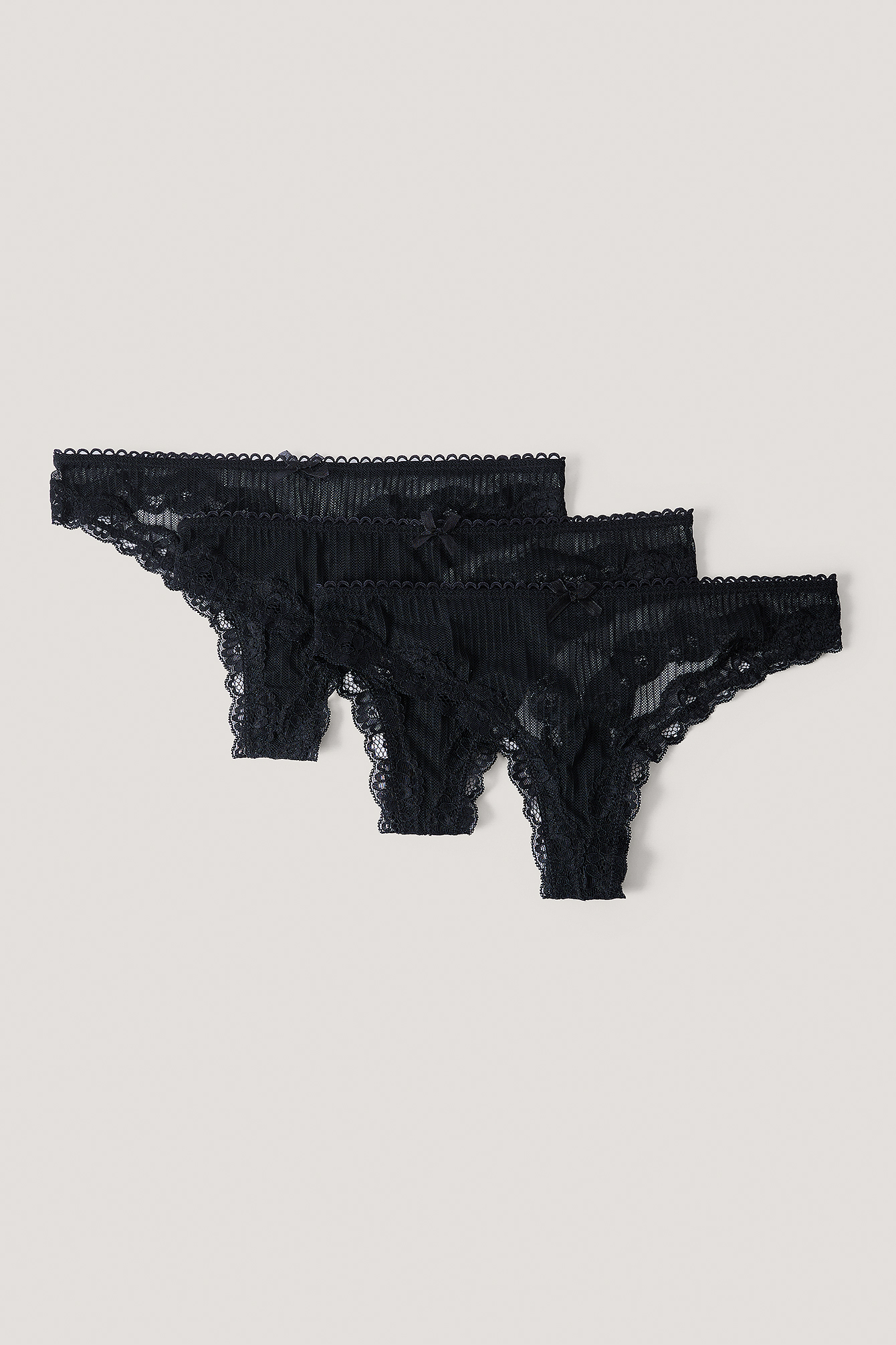 Black Lace Basic Thong 3-pack