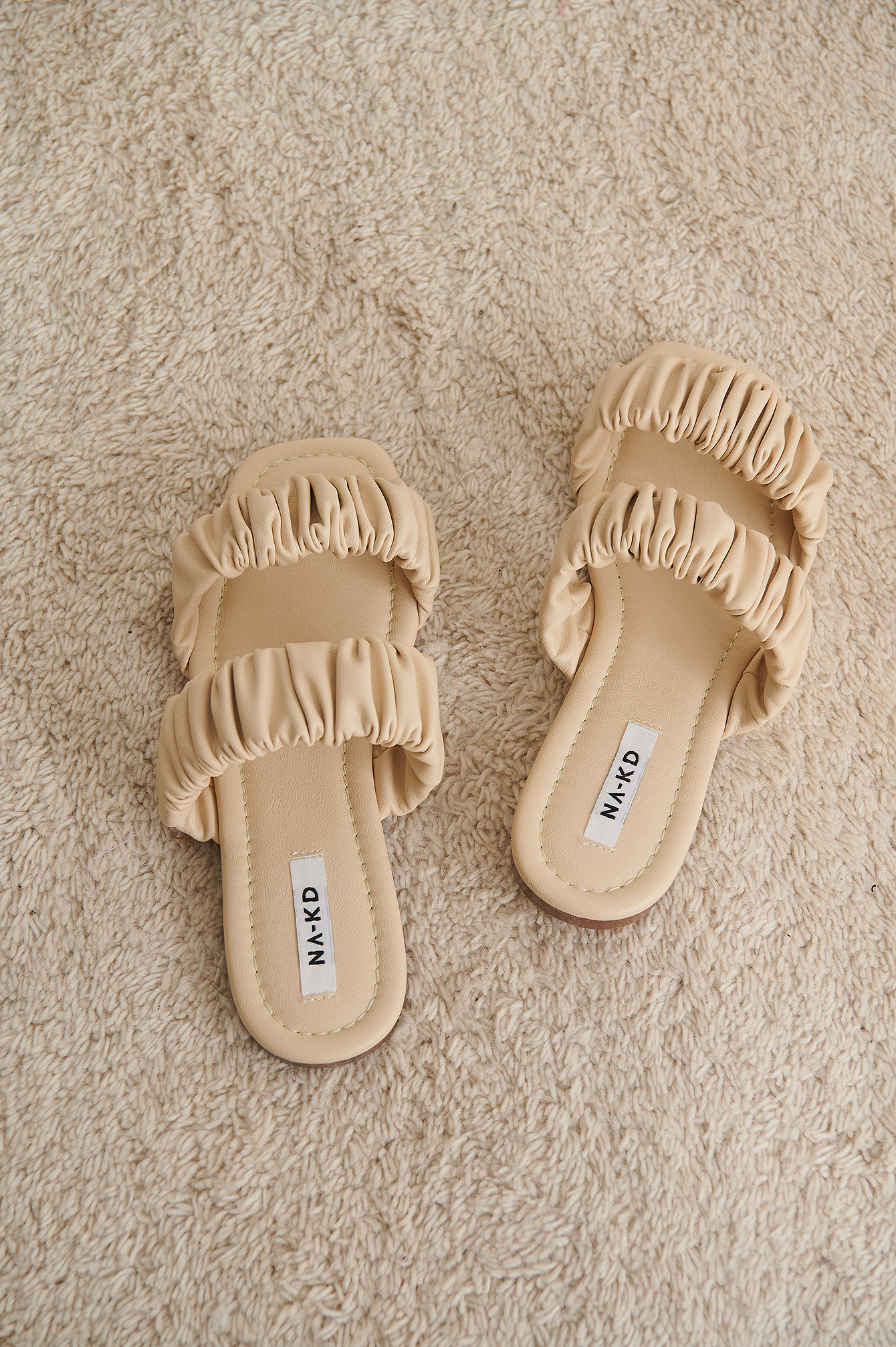Offwhite Ruffled Double Strap Flats