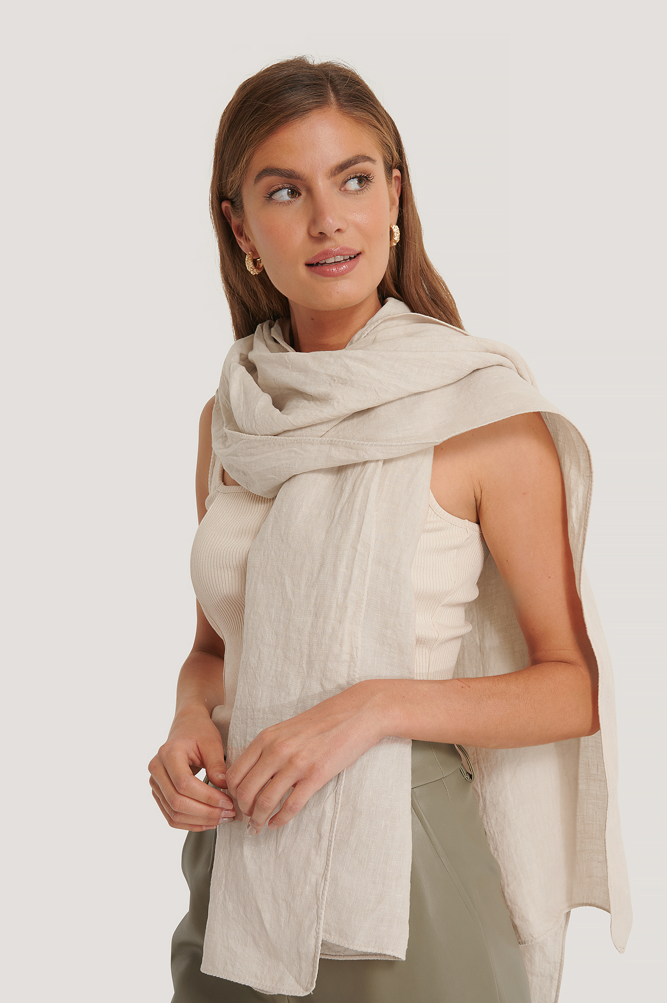 Natural Linen Blanket Scarf