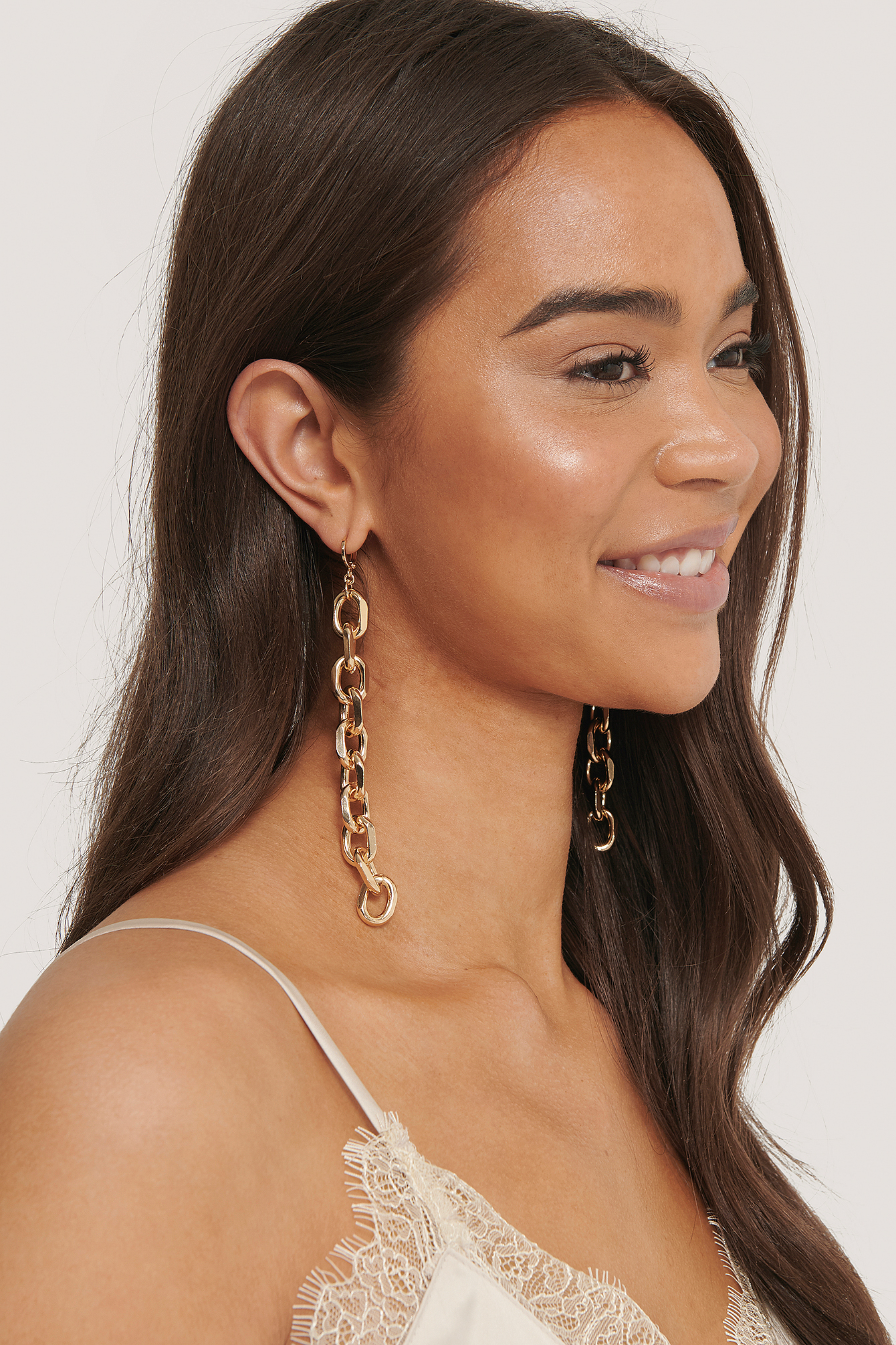 Gold Long Chunky Chain Earrings
