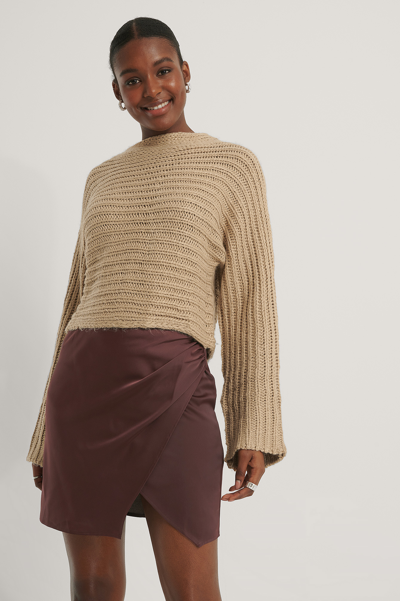 Brown Mini Wrap Skirt