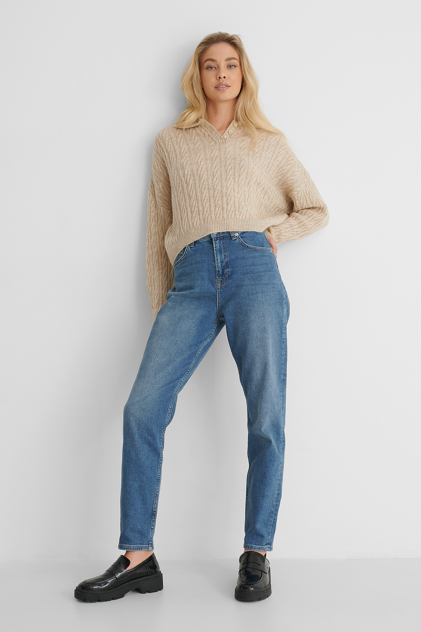 Mid Blue Organic Mom Jeans Tall