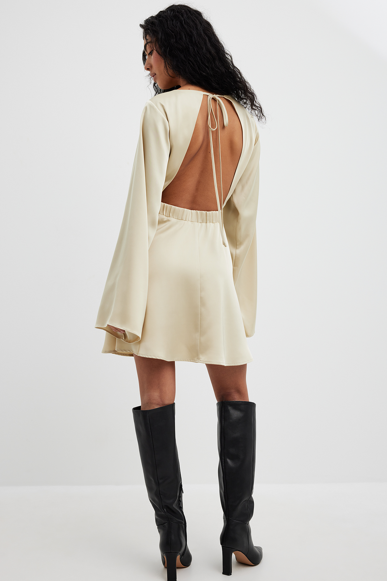 Champagne Open Back Mini Dress