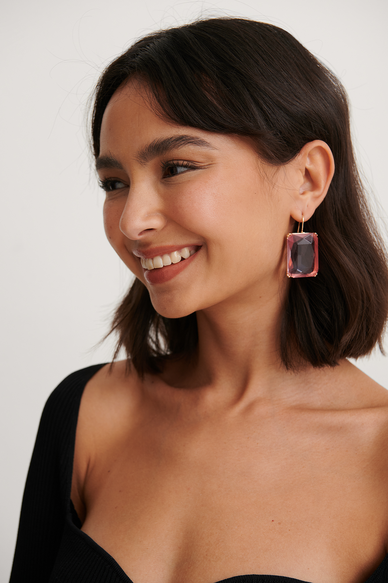 Pink Oversize Colorful Stone Earrings
