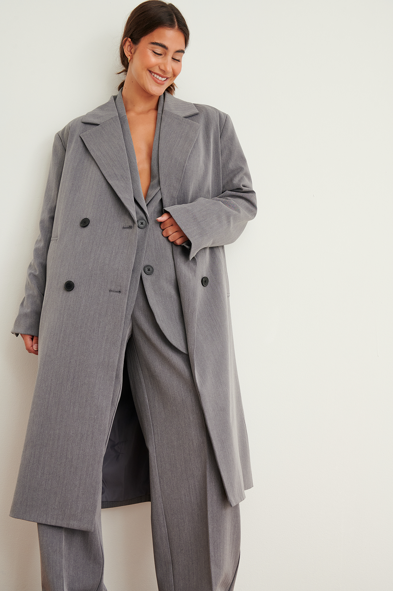 Grey Oversized Blazer Coat