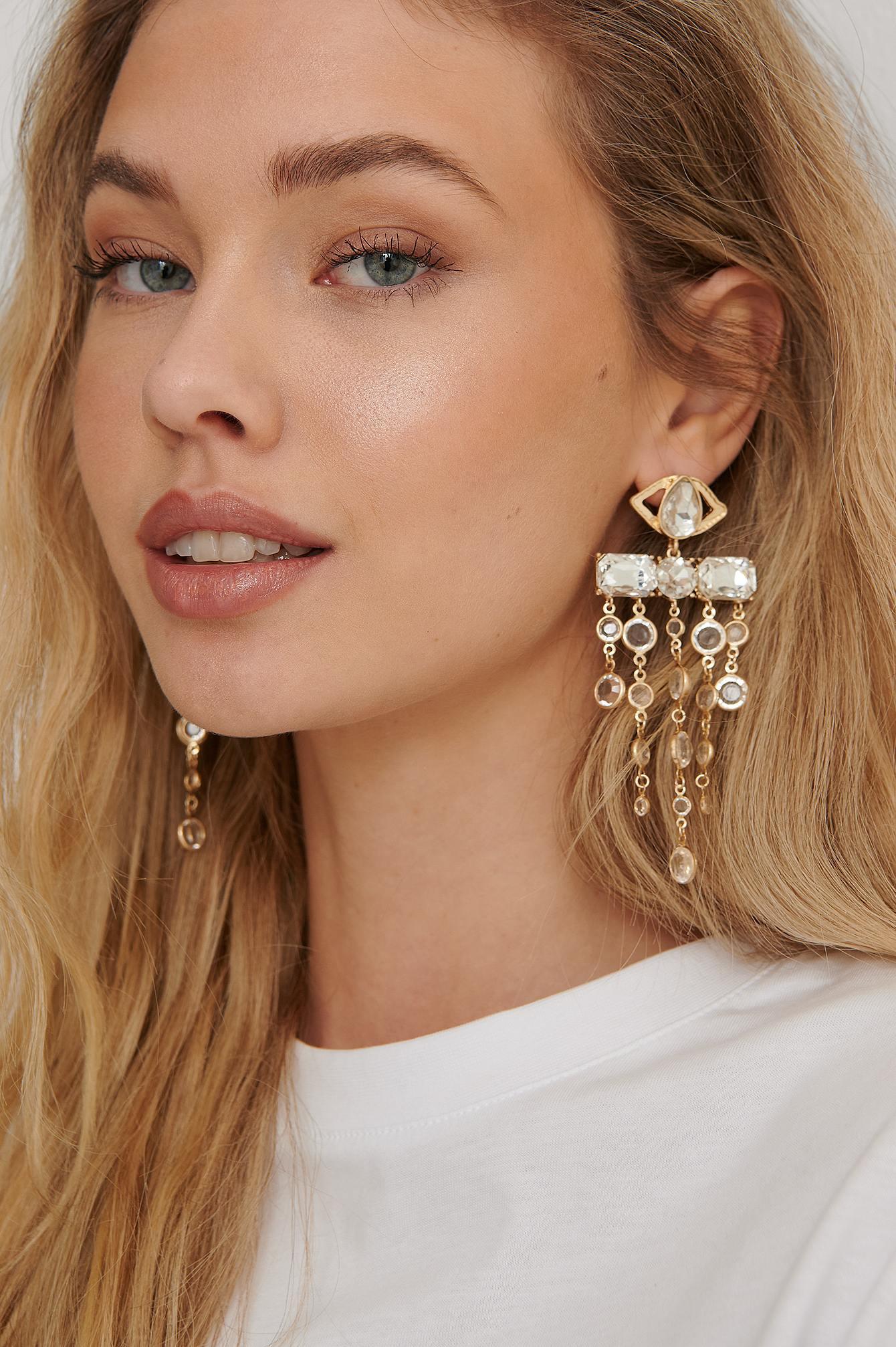 Gold Oversize Glass Drop Earrings
