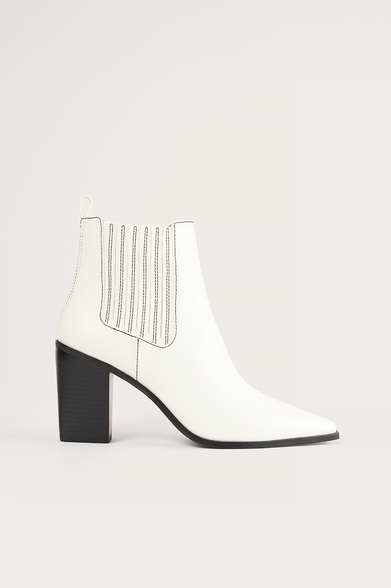 Offwhite Pointy Block Heel Boots