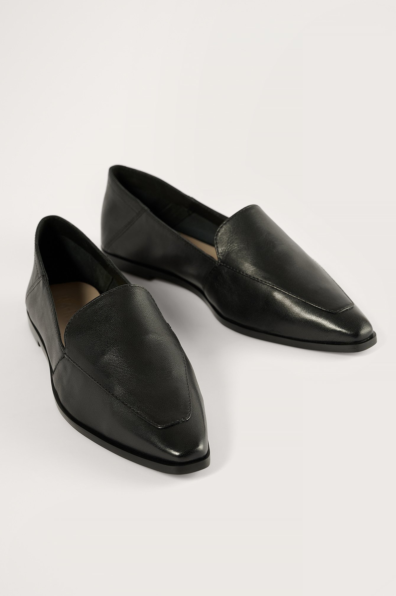 Black Pointy Leather Loafers