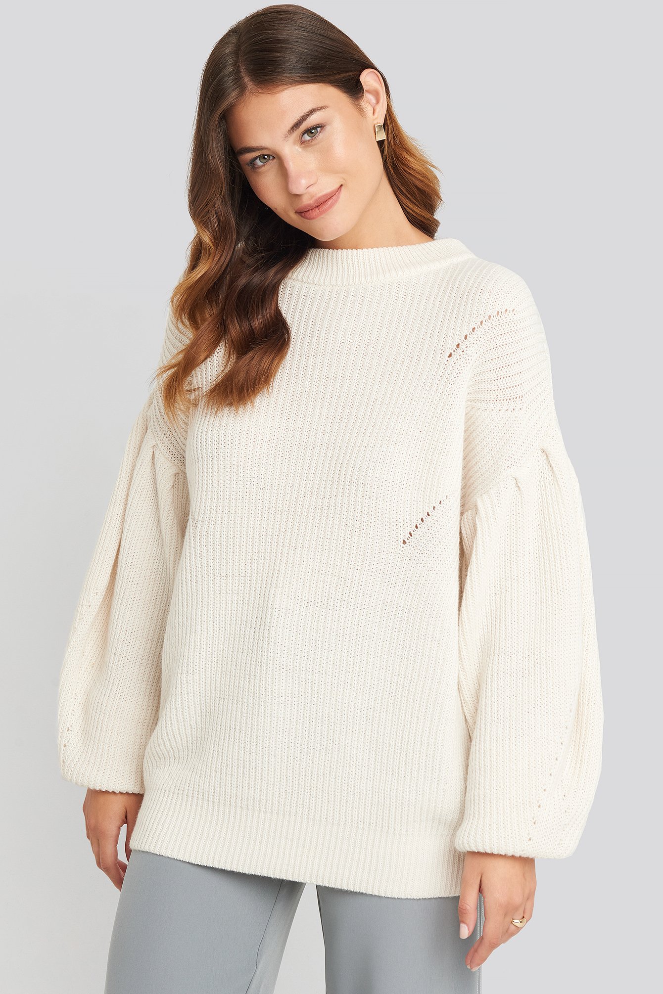 Off White Puff Sleeve Sweater