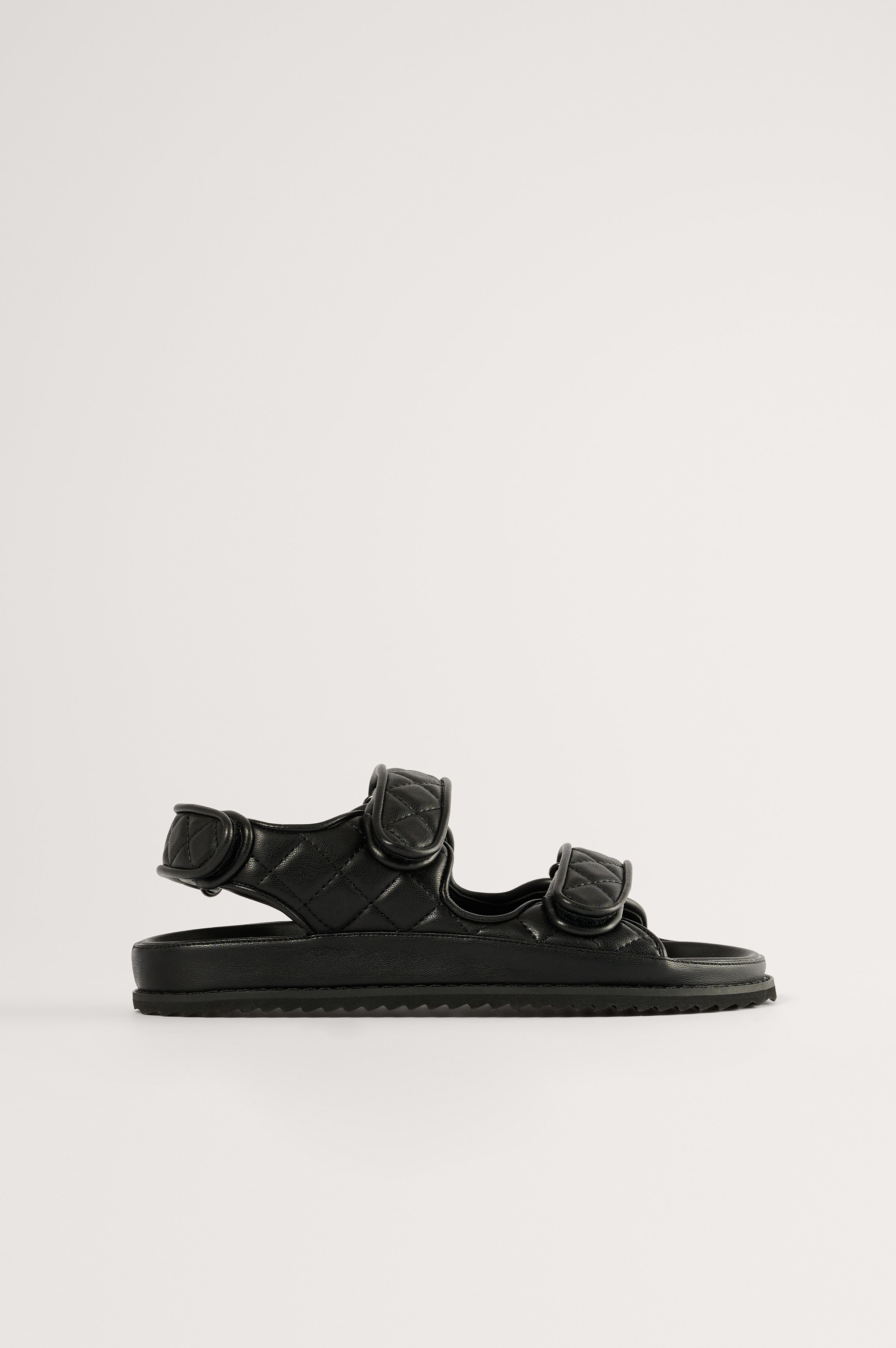 Black Quilted Velcro Sandal