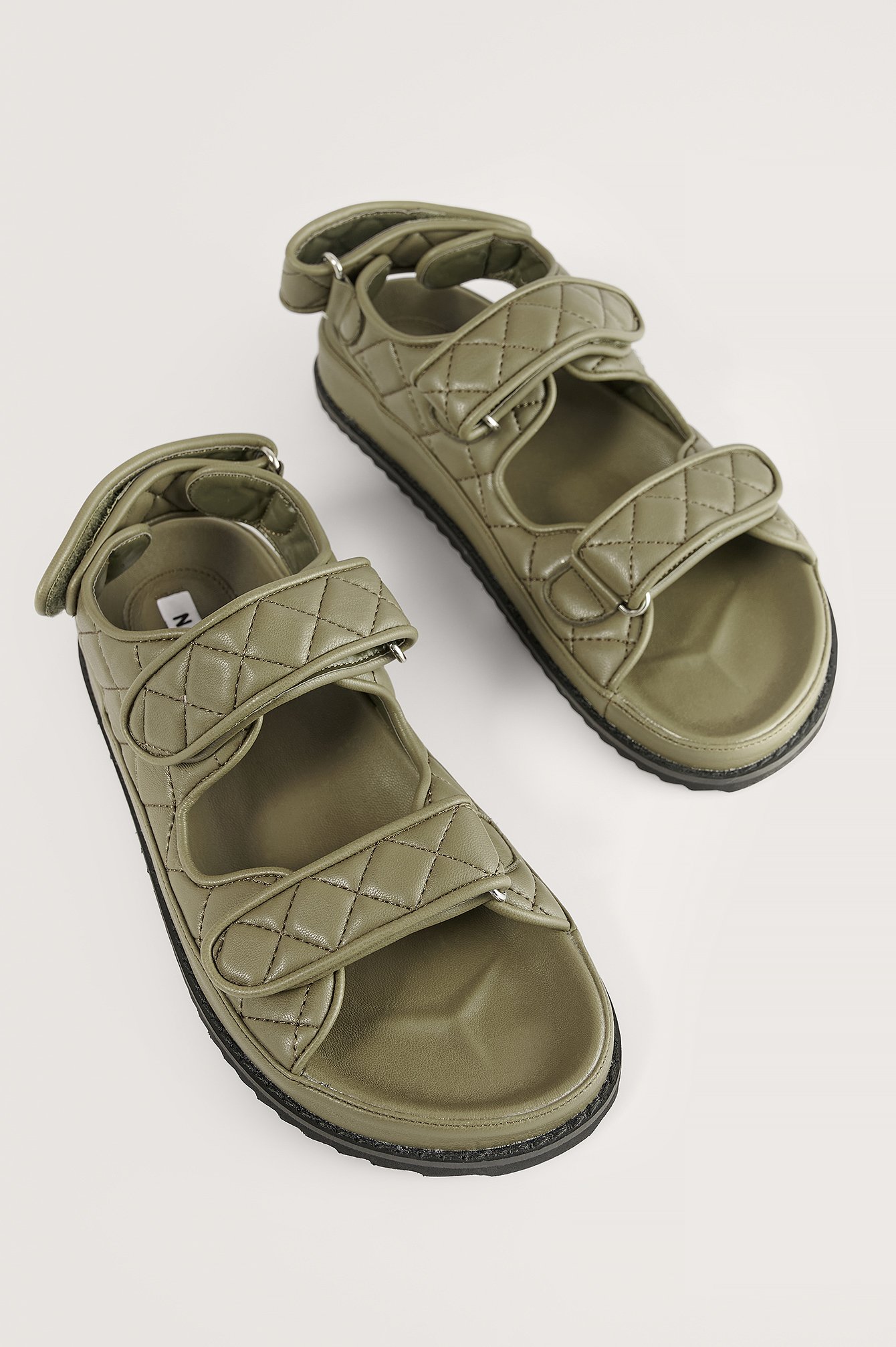 Khaki Quilted Velcro Sandal