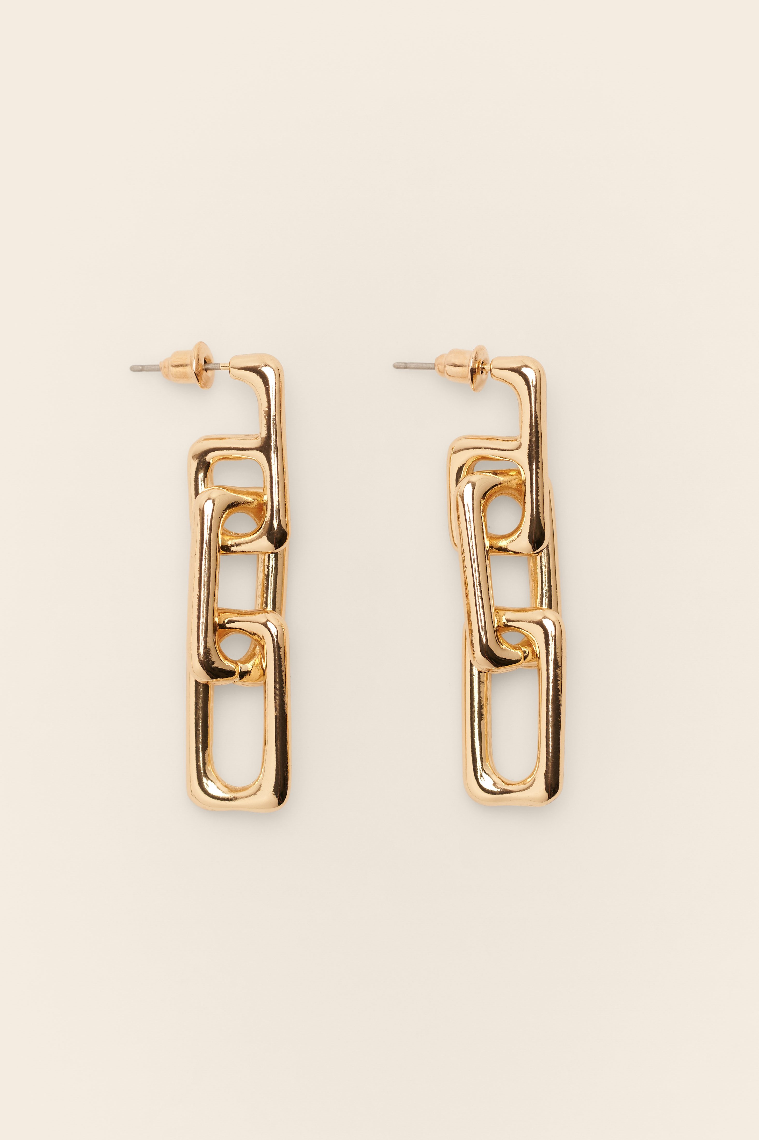 Gold Rectangular Recycled Chain Earrings