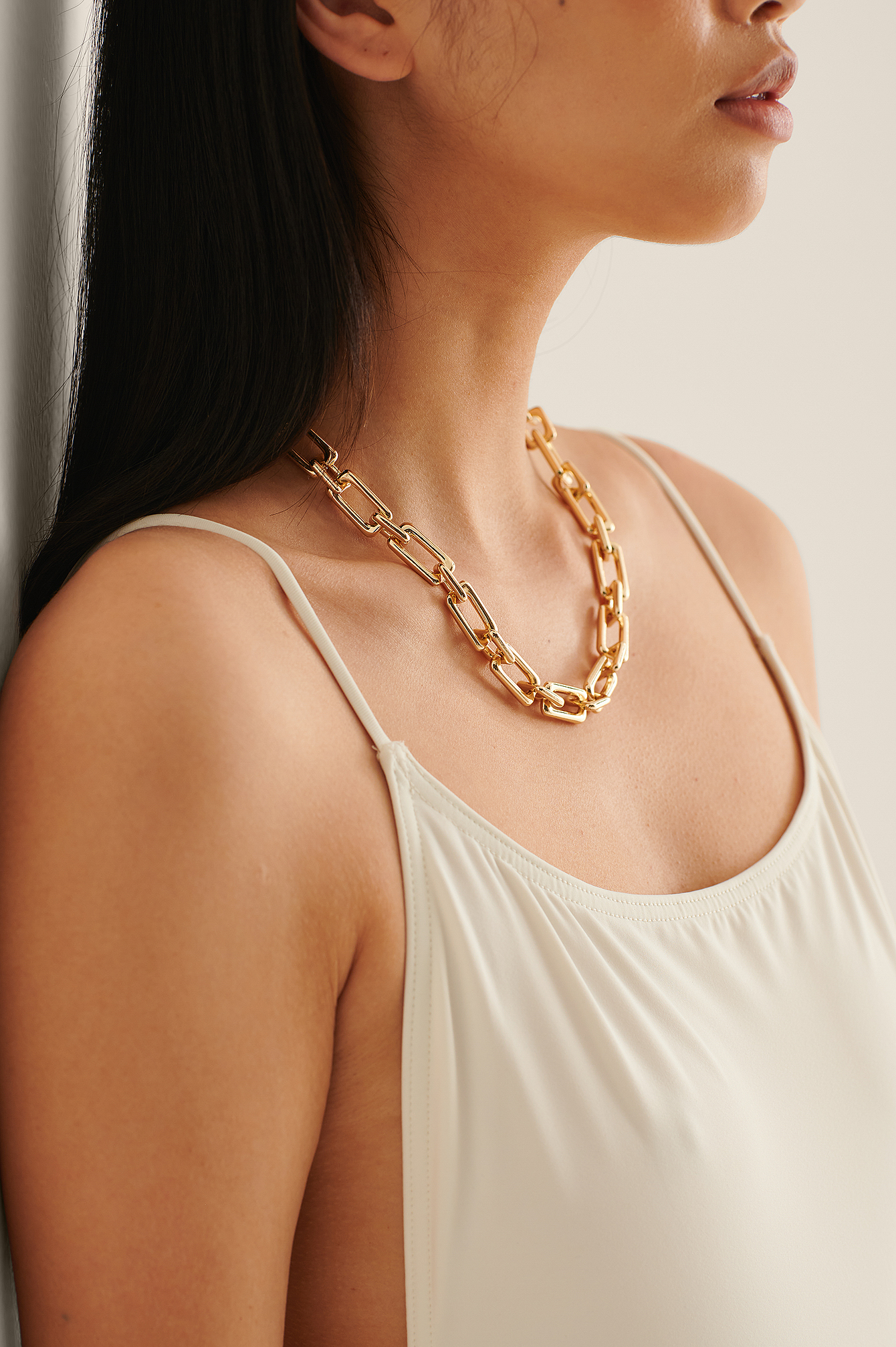 Gold Rectangular Recycled Chunky Chain Necklace