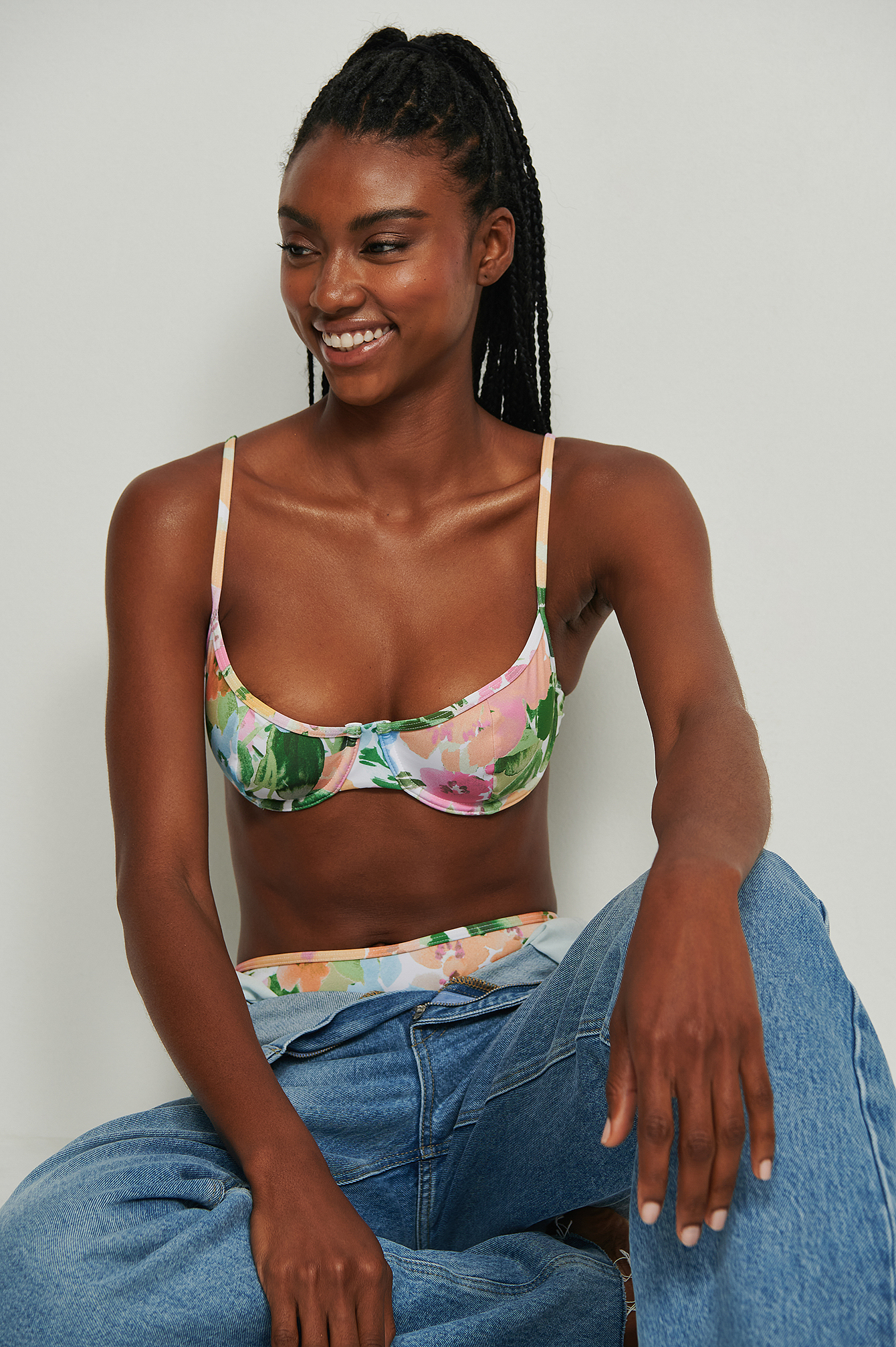 Bright Summer Print Recycled Binded Edge Bikini Bra