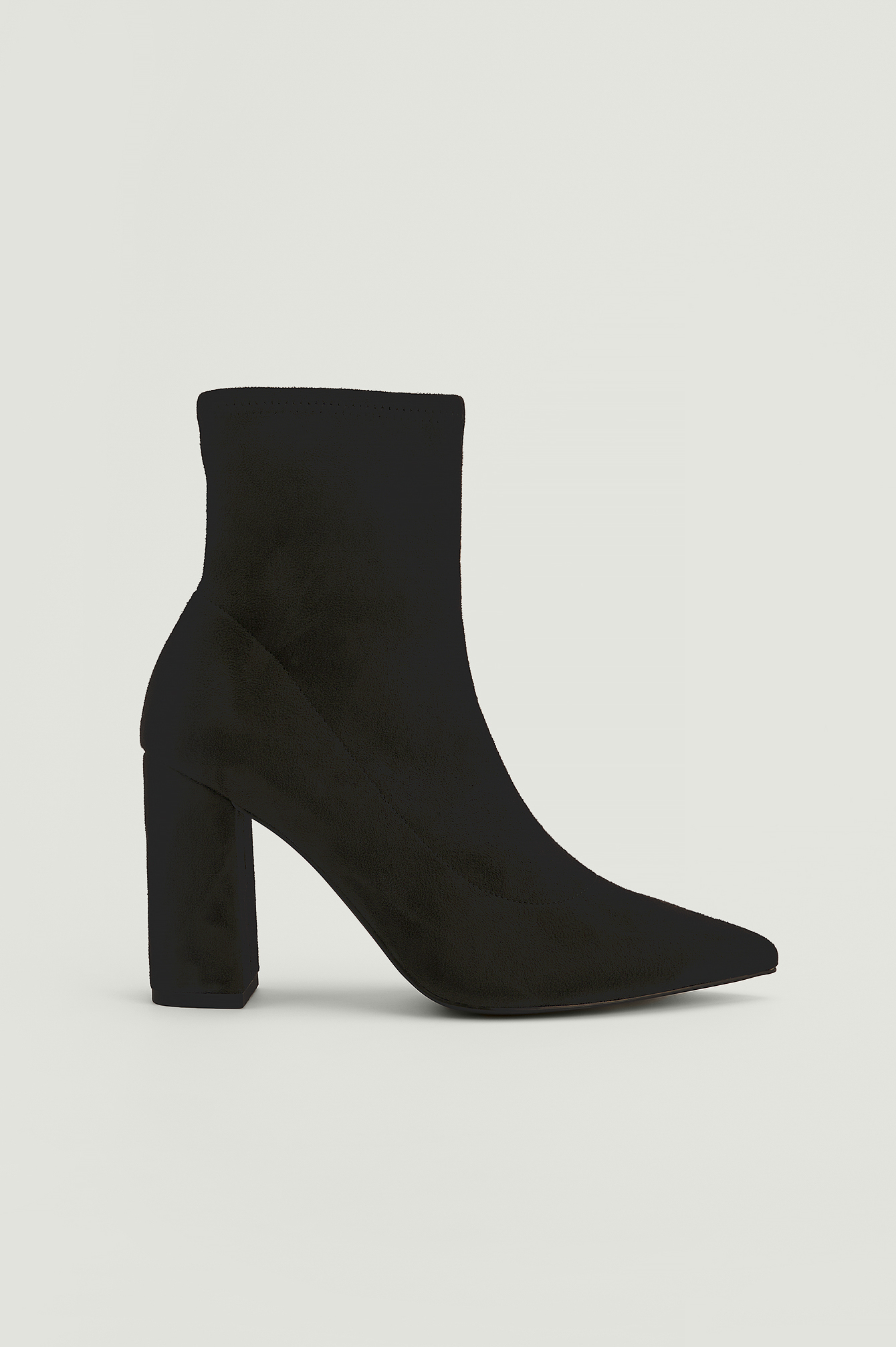 Black Recycled Faux Suede Block Heel Boots