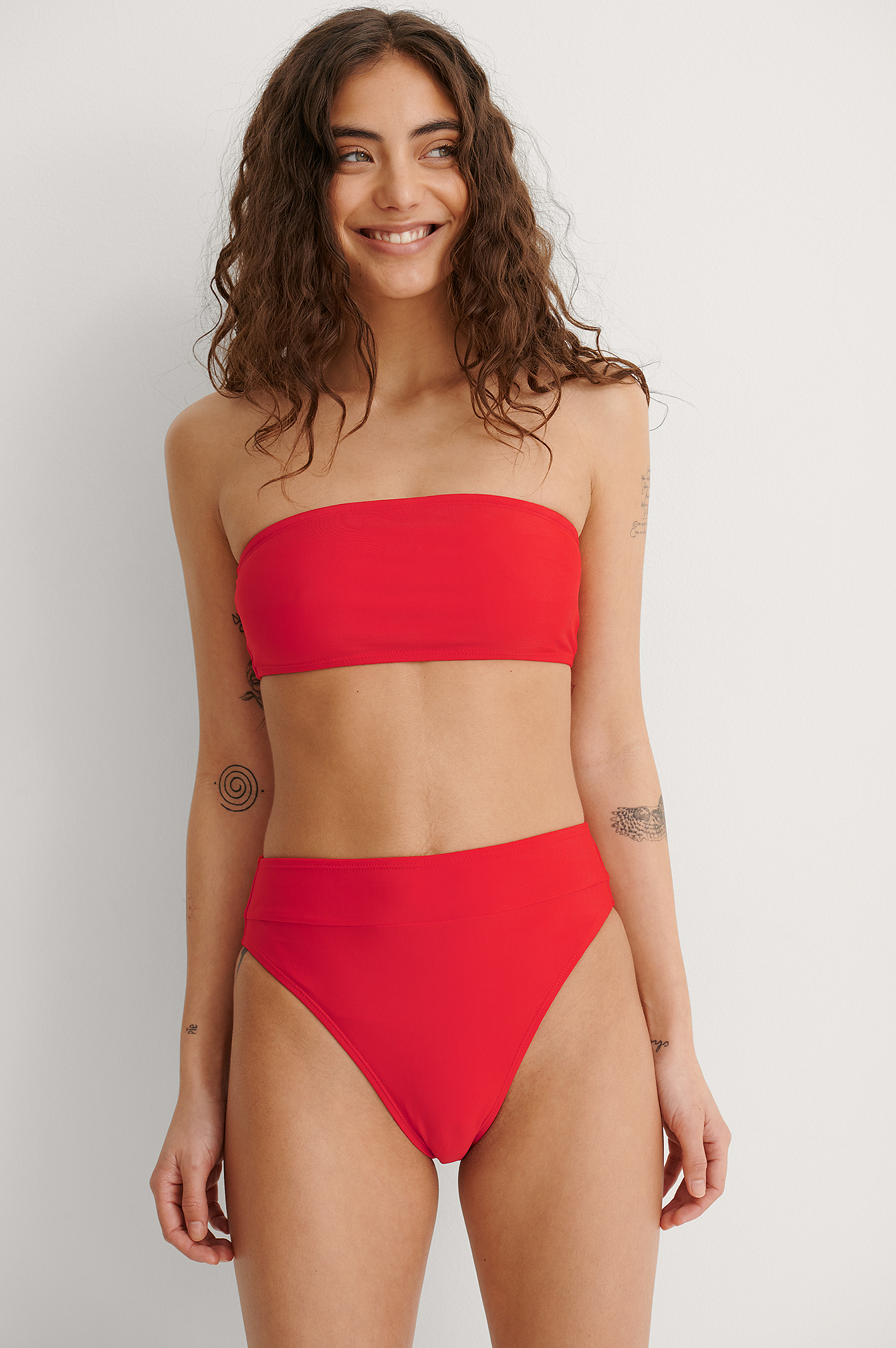 Red Recycled High Waist Bikini Panty