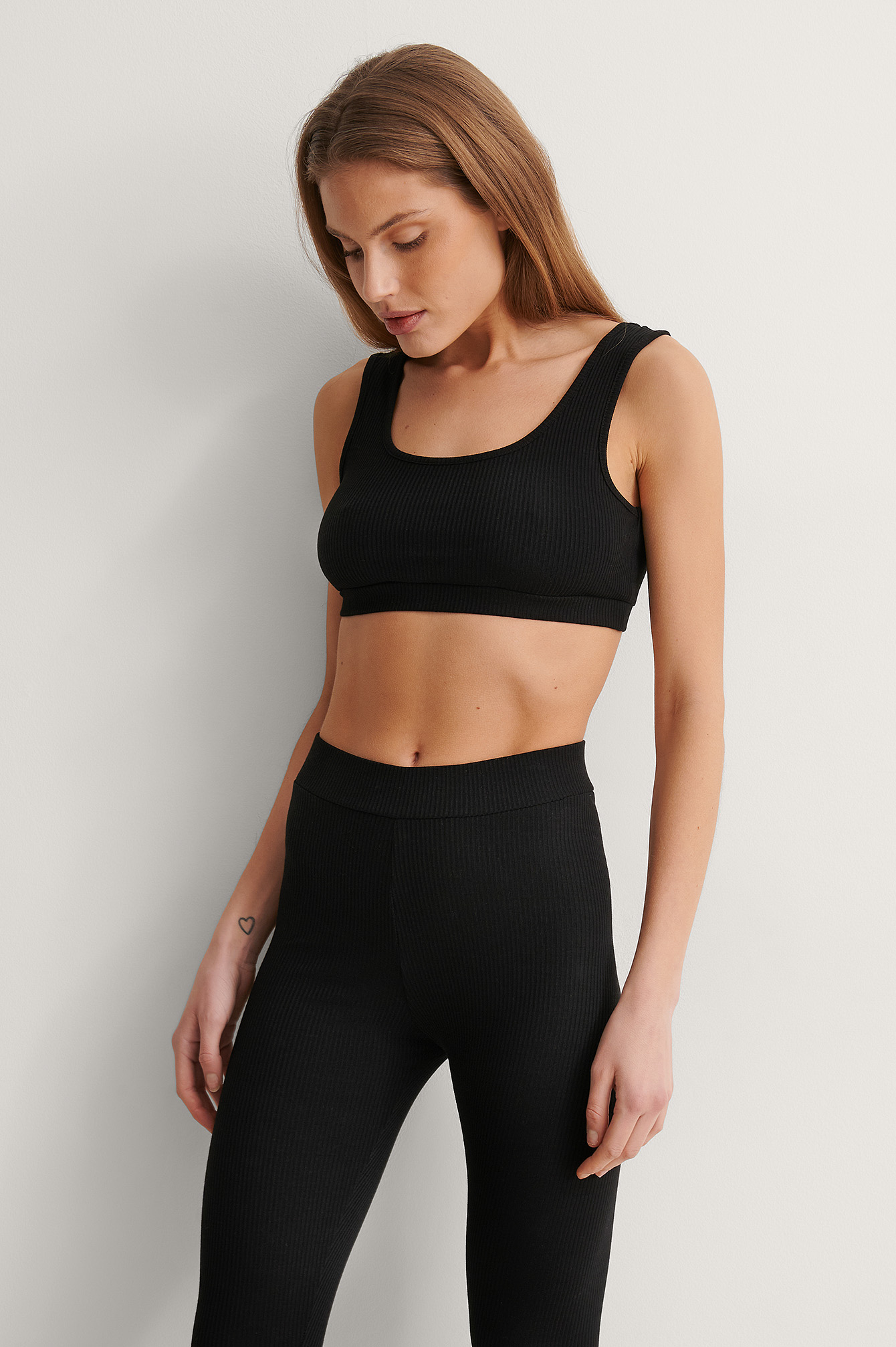 Black Recycled Ribbed Cropped Top