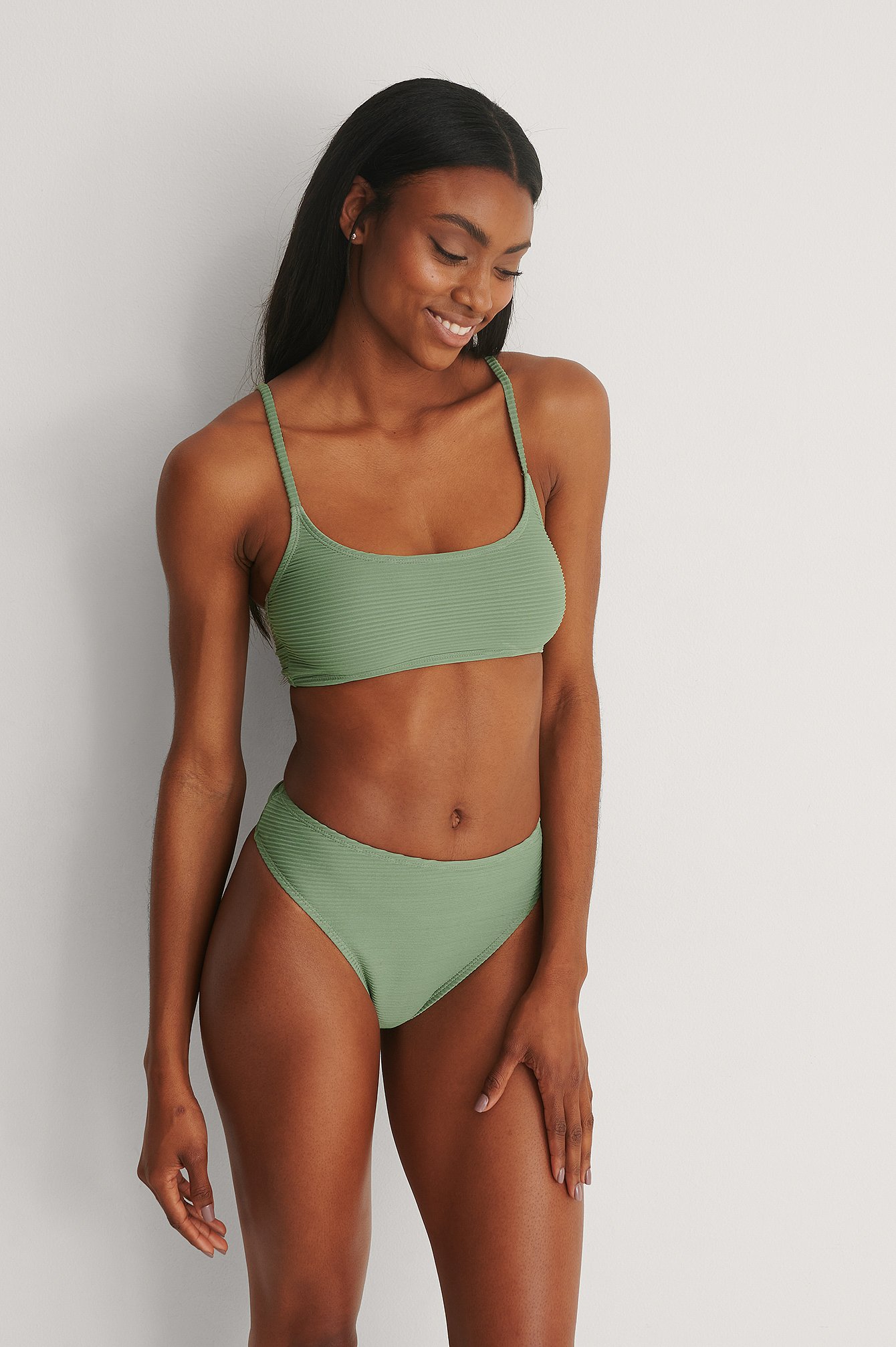 Green Recycled Ribbed High Waist Bottom
