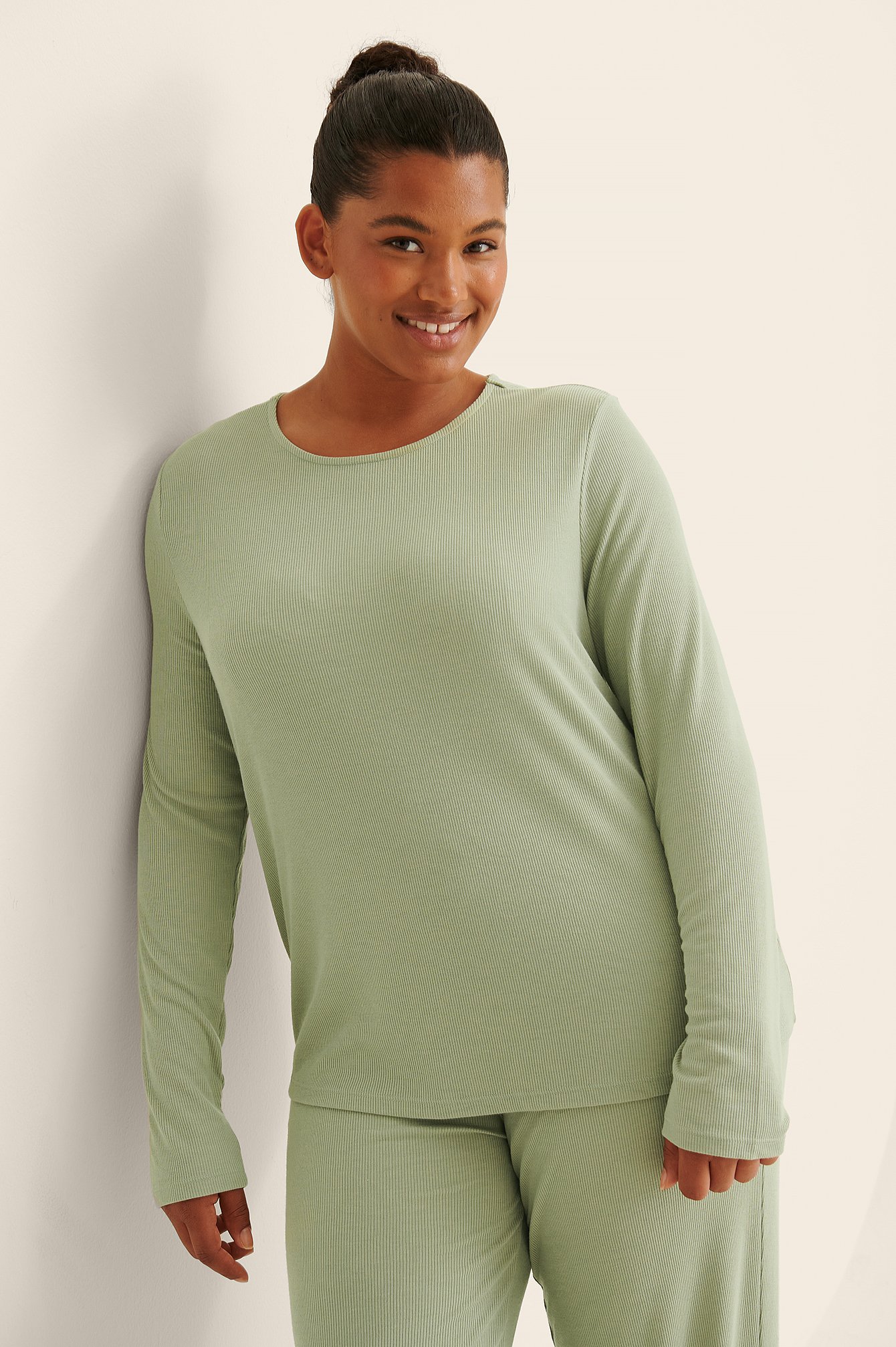 Light Khaki Recycled Soft Ribbed Top