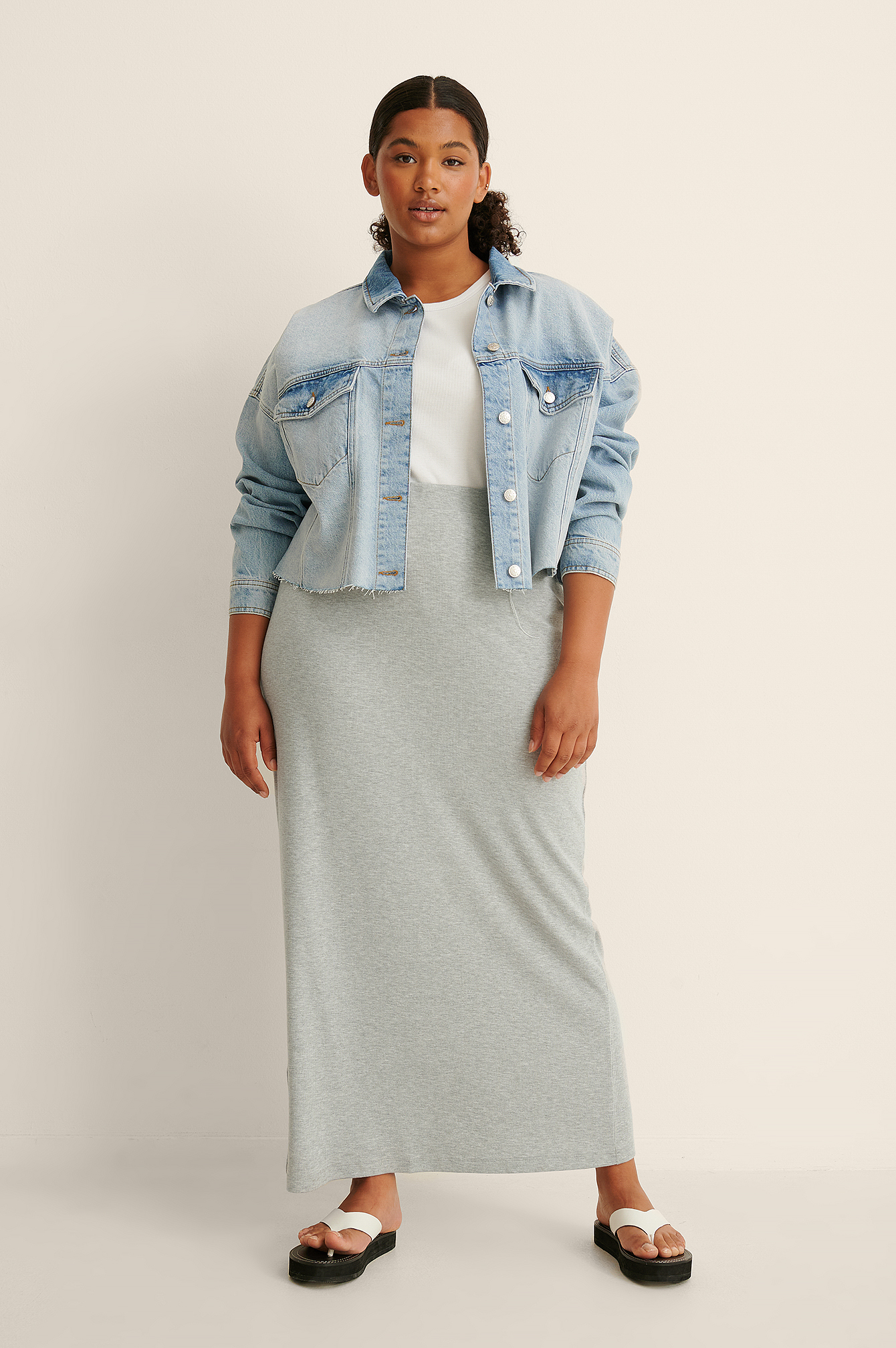Grey Melange Recycled Maxi Skirt