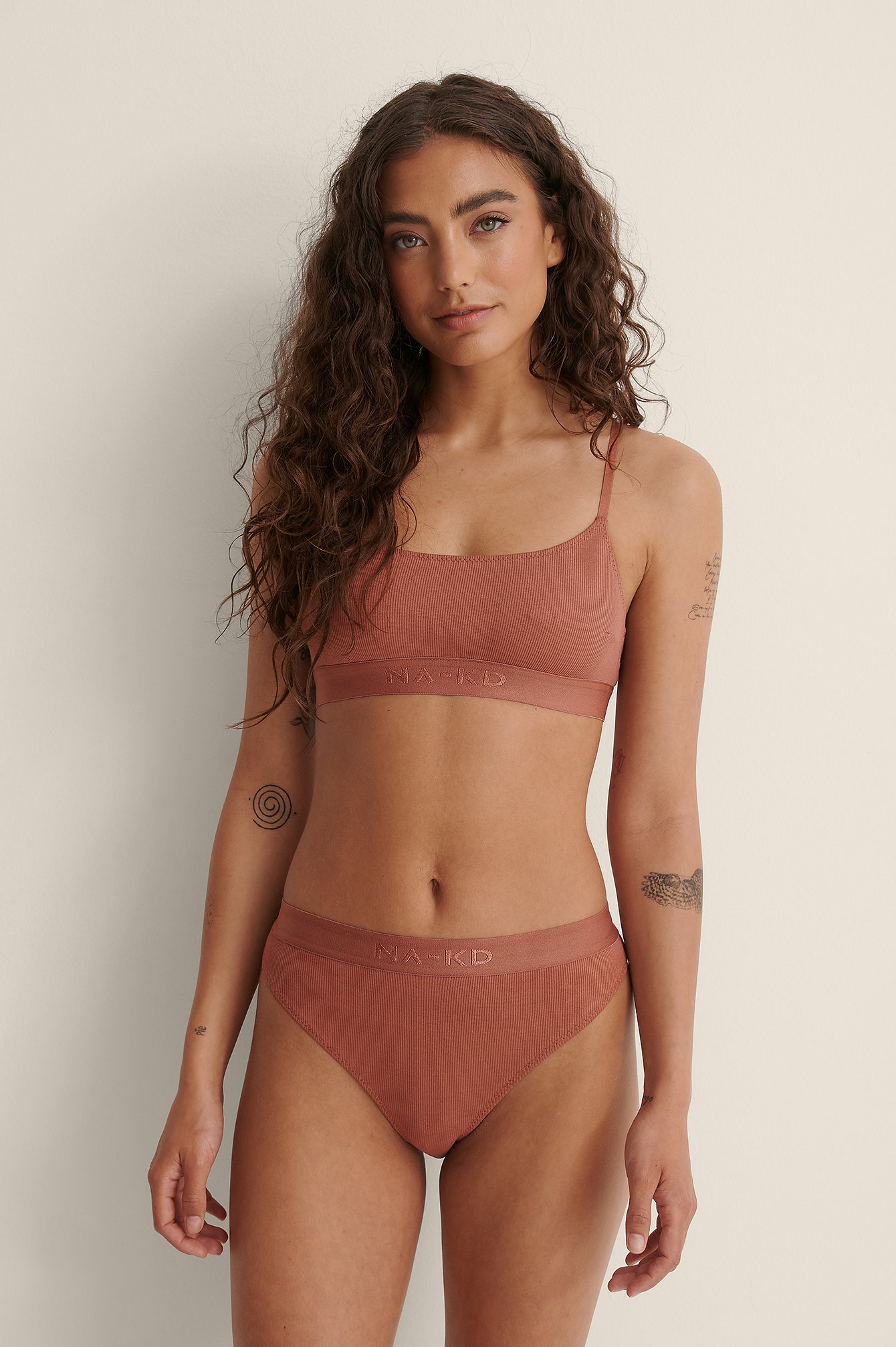 Terracotta Ribbed Cotton Brief