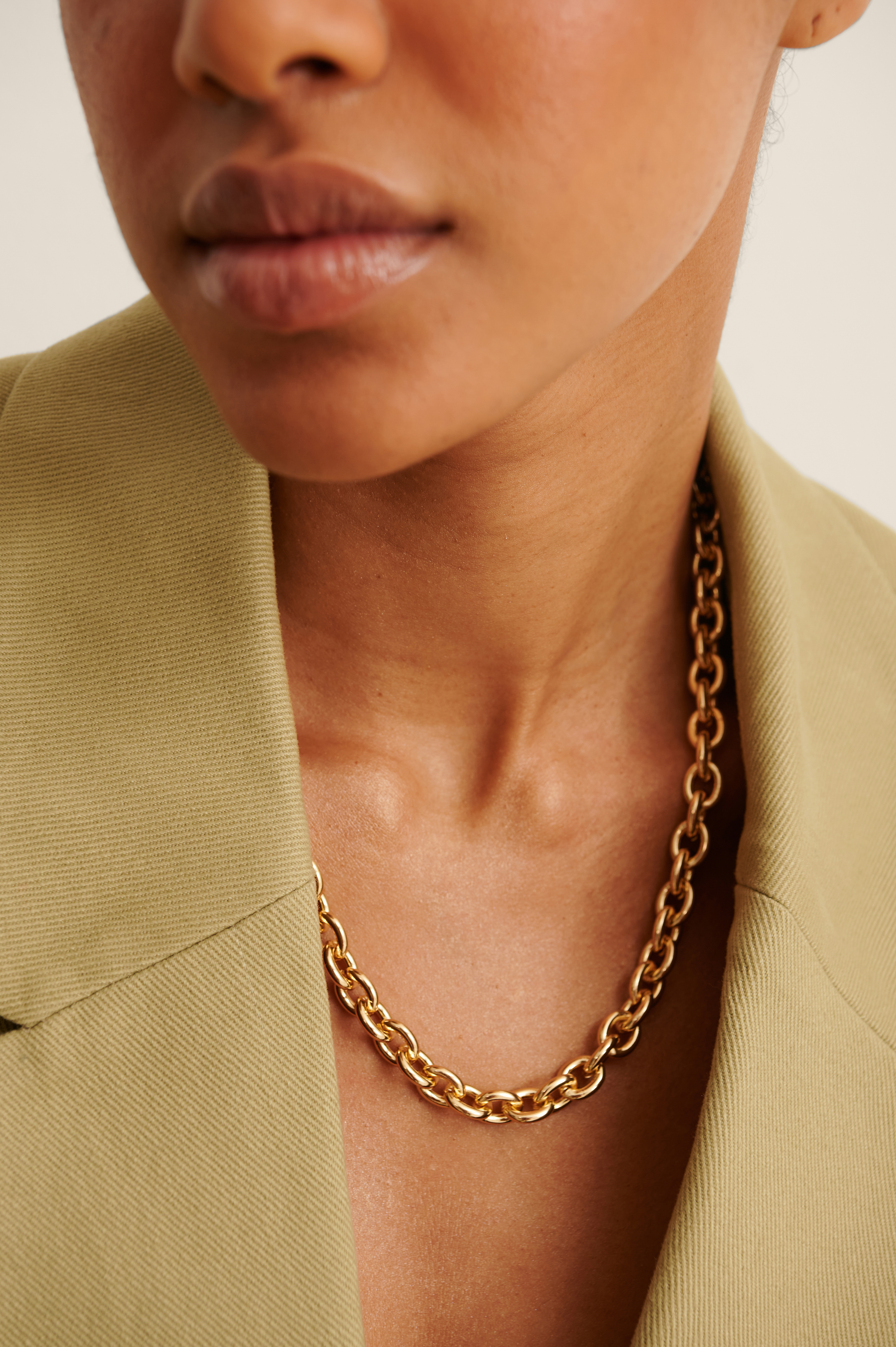 Gold Round Recycled Chain Necklace