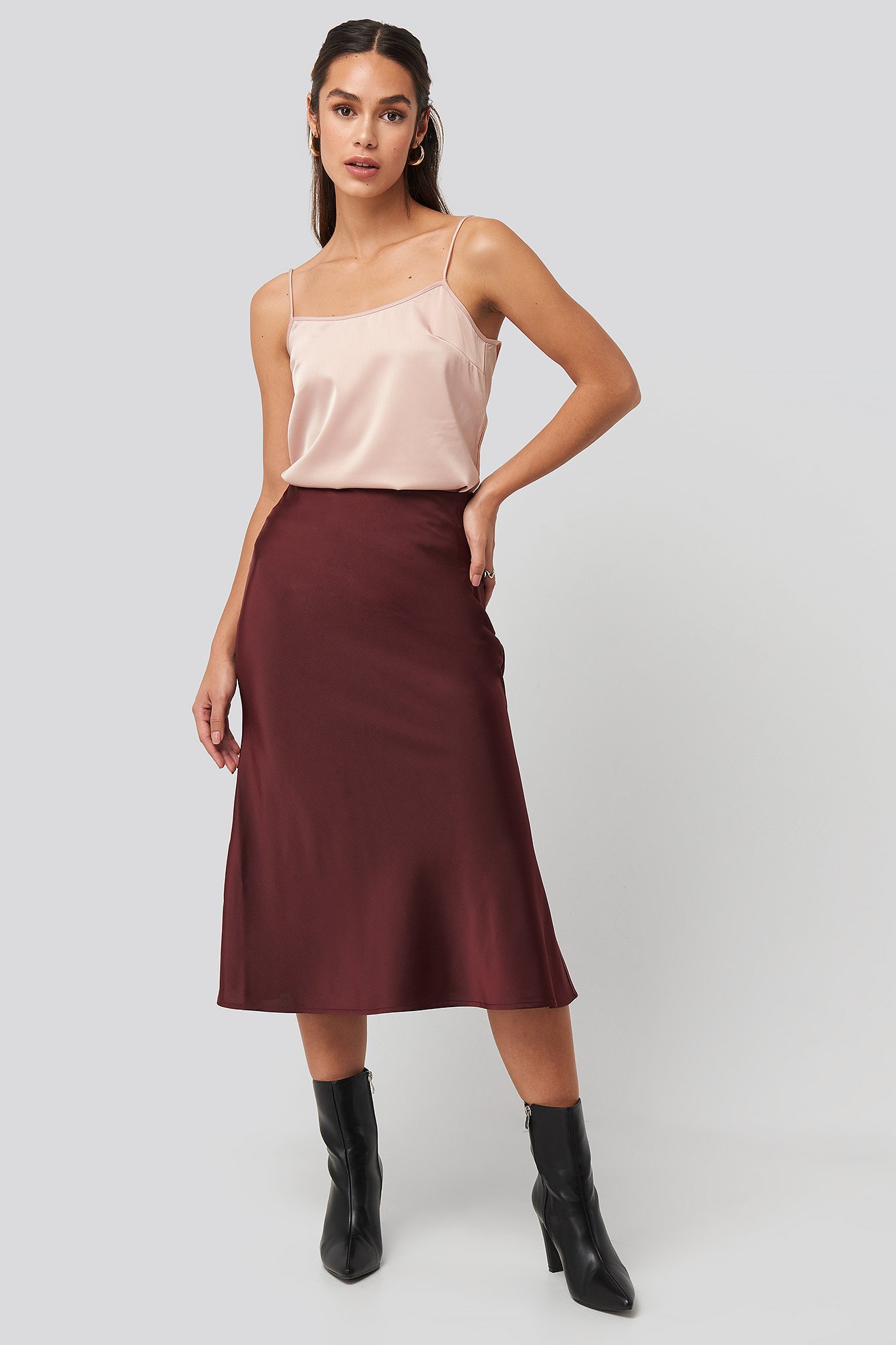 Burgundy Satin Skirt