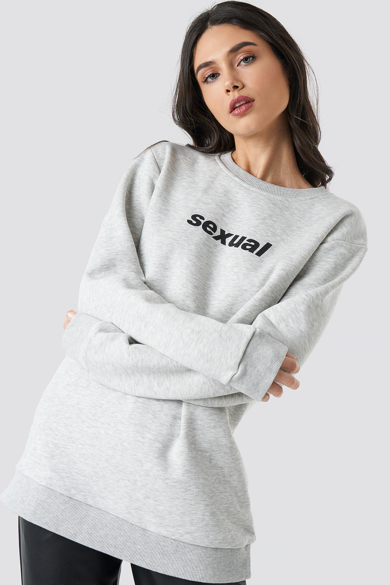 Grey Sexual Oversized Long Sweater