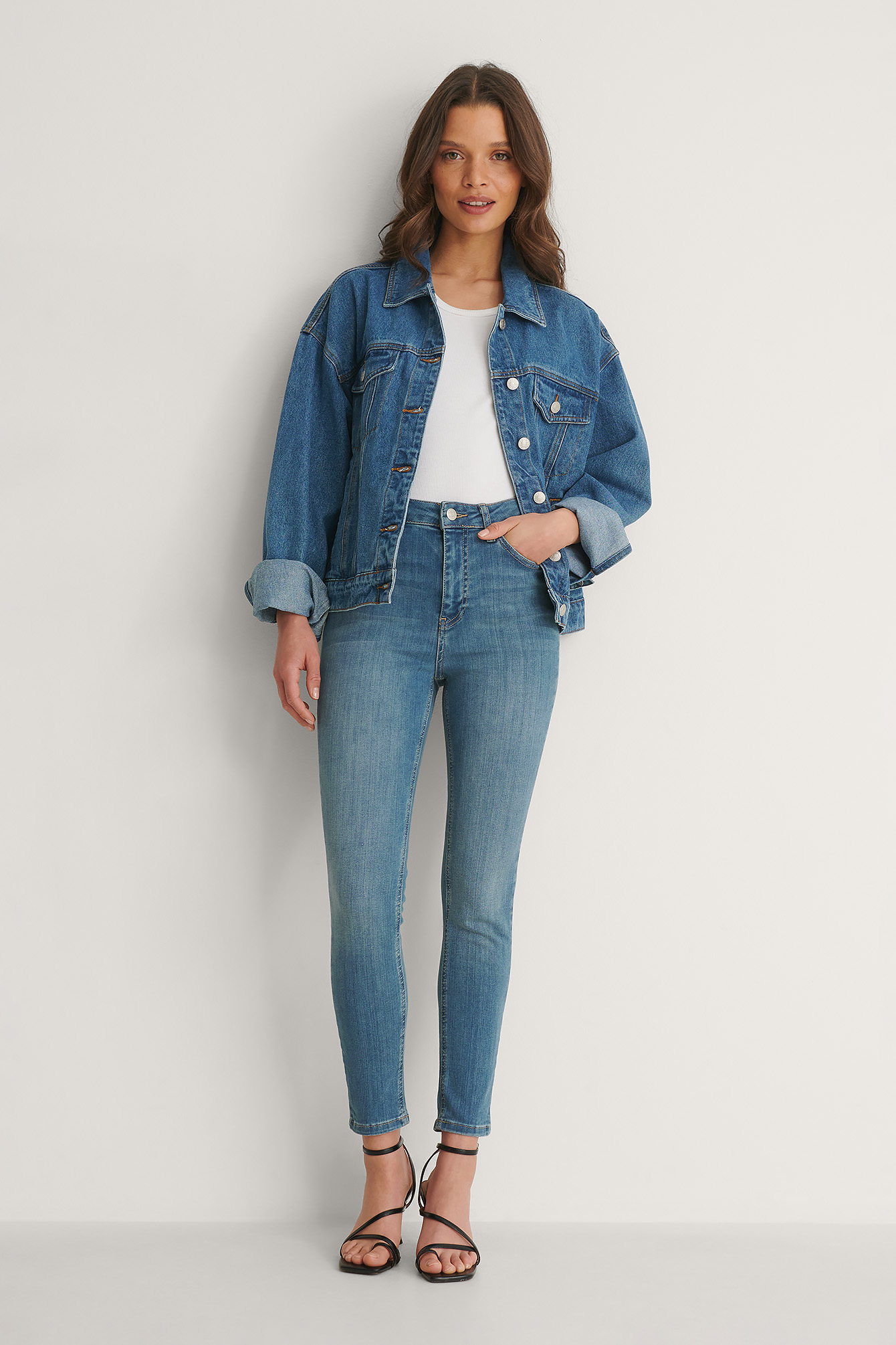 Mid Blue Organic Skinny High Waist Jeans Petite