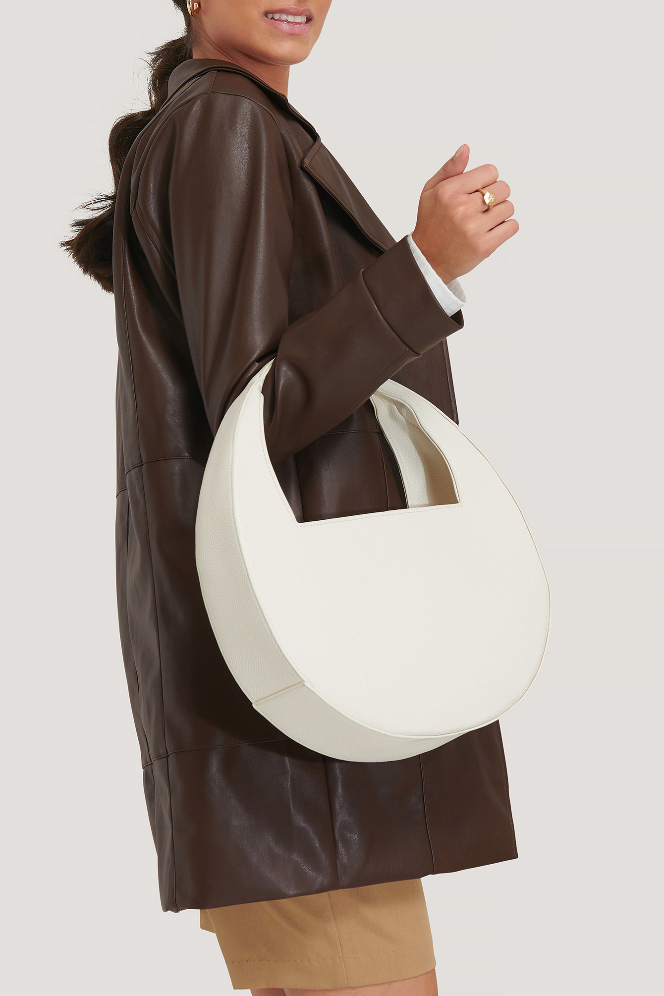 Offwhite Squared Handle Moon Bag
