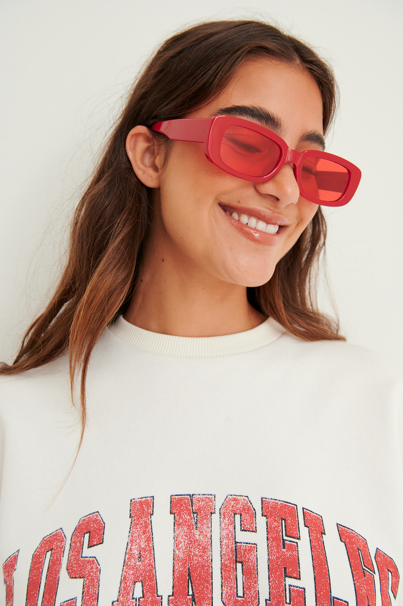 Red Wide Retro Frame Sunglasses