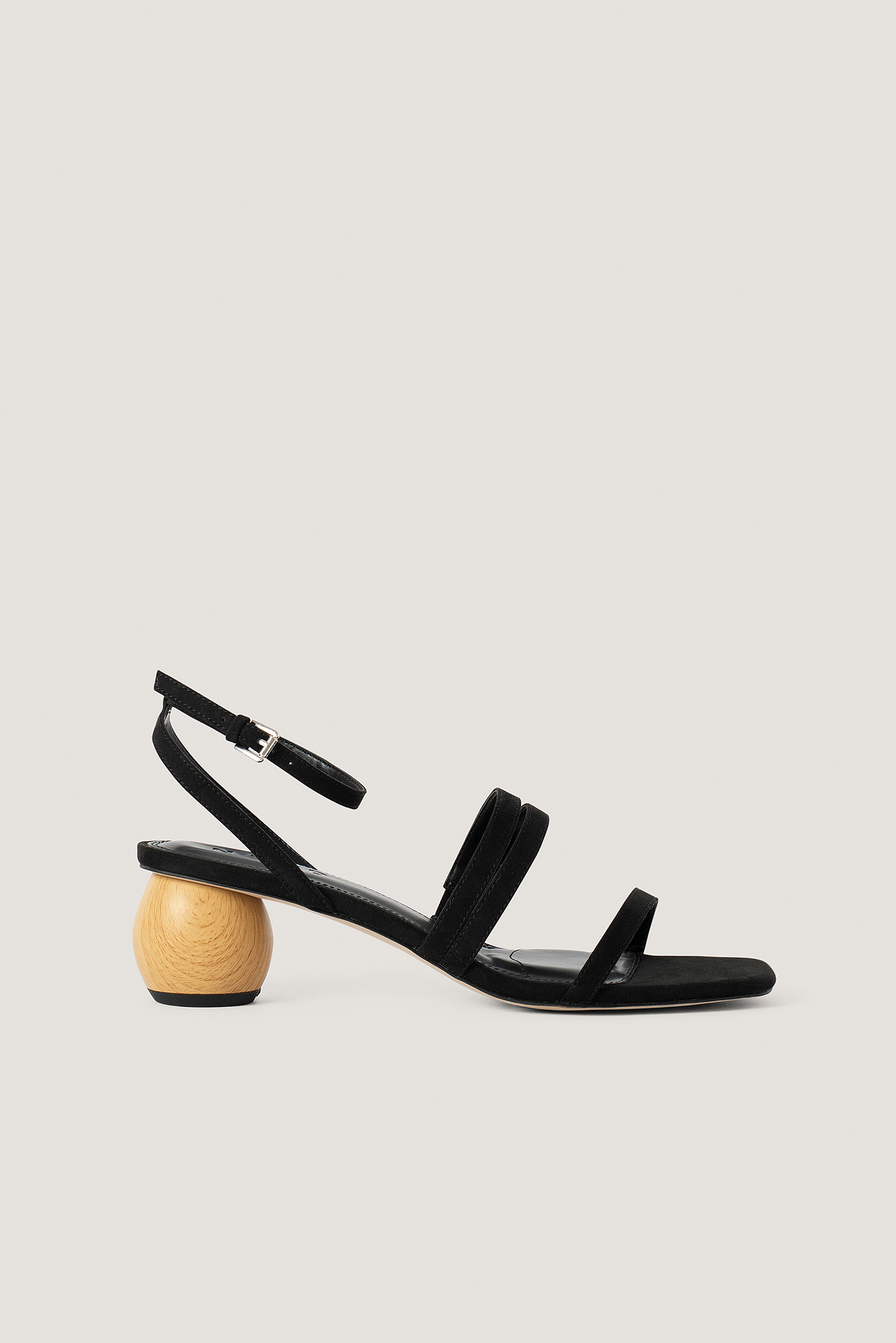 Black Wooden Heel Sandals