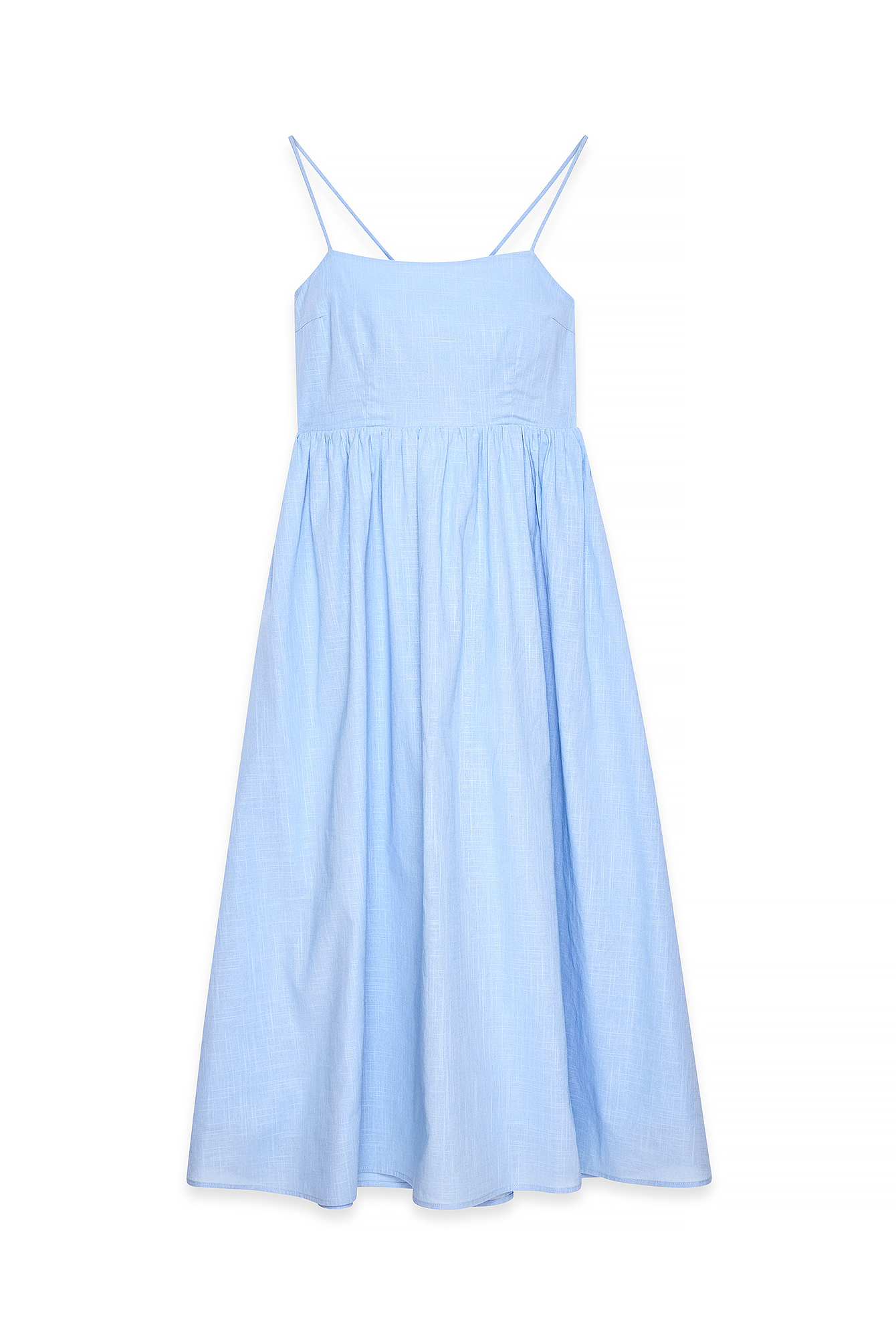 Light Blue Open Back Tie Detail Midi Dress