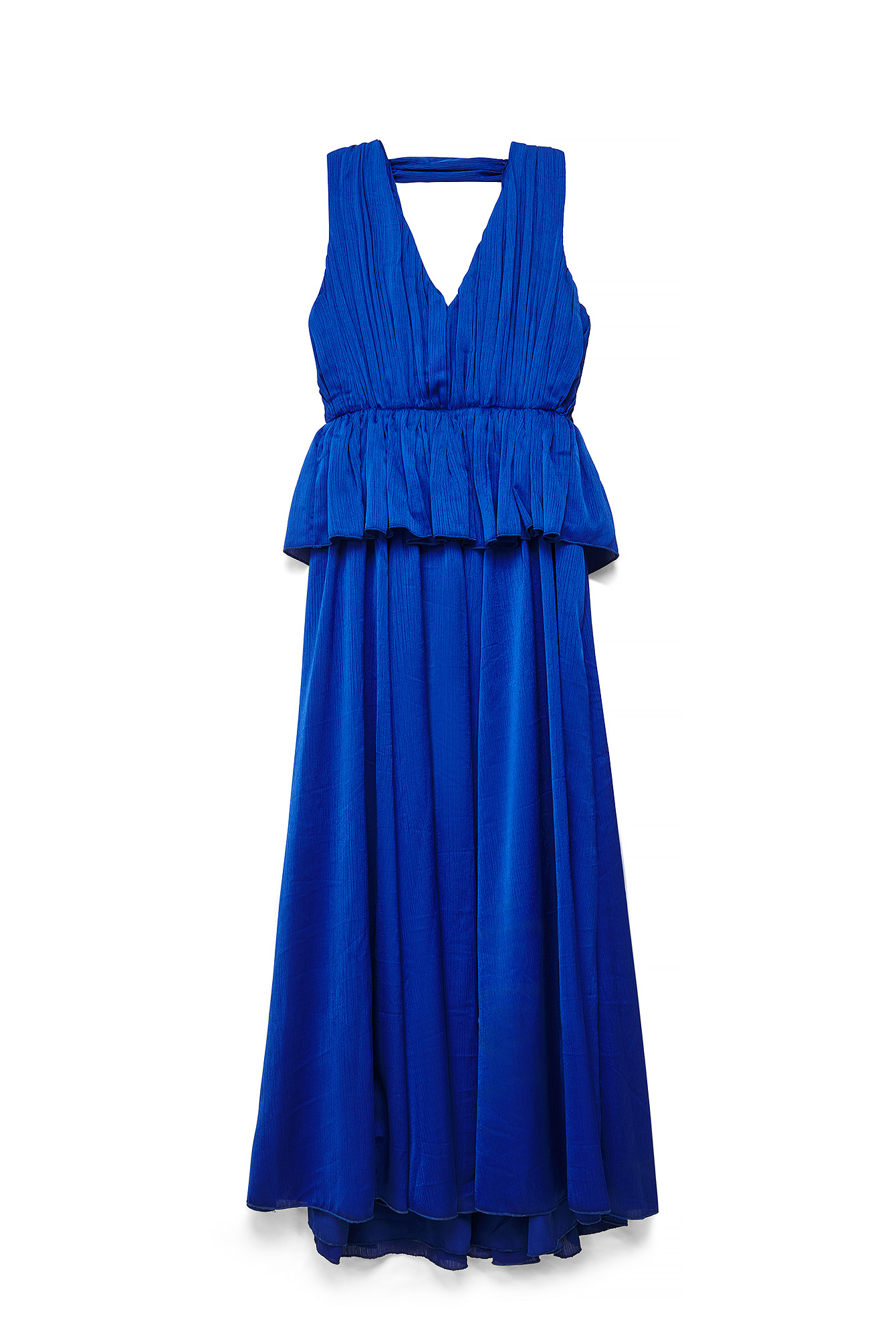 Cobalt Plunge Neckline Scarf Maxi Dress