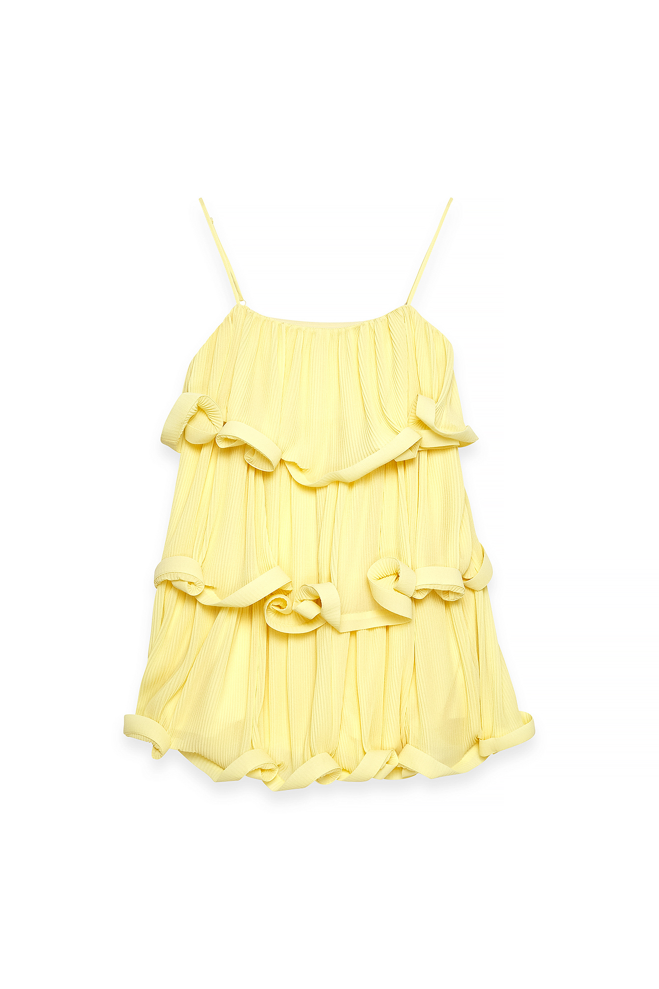 Yellow Printed Flounce Mini Dress