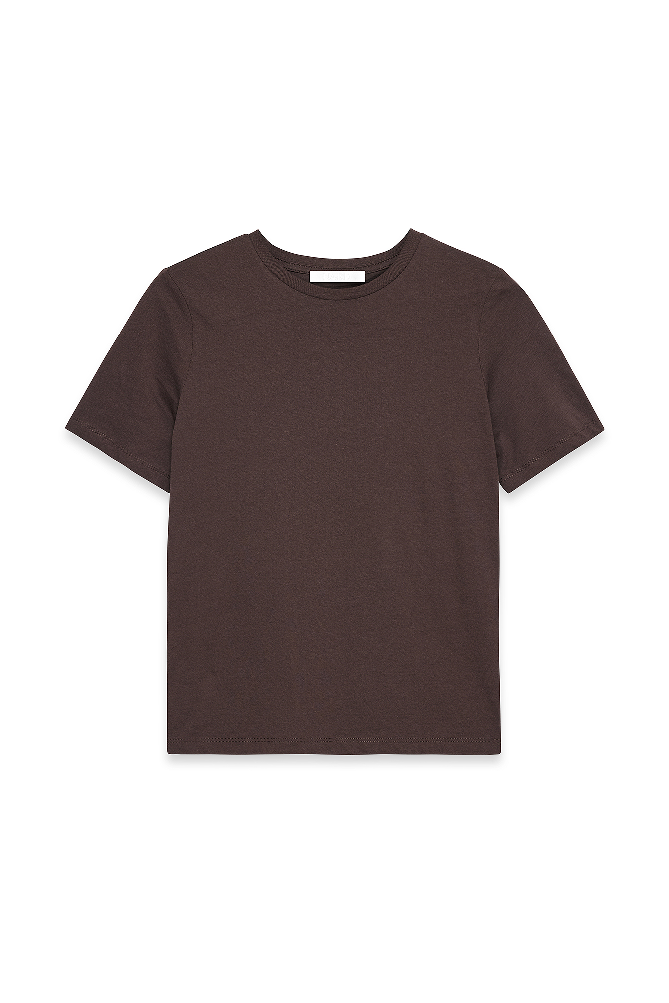 Dark Brown Round Neck Cotton T-Shirt