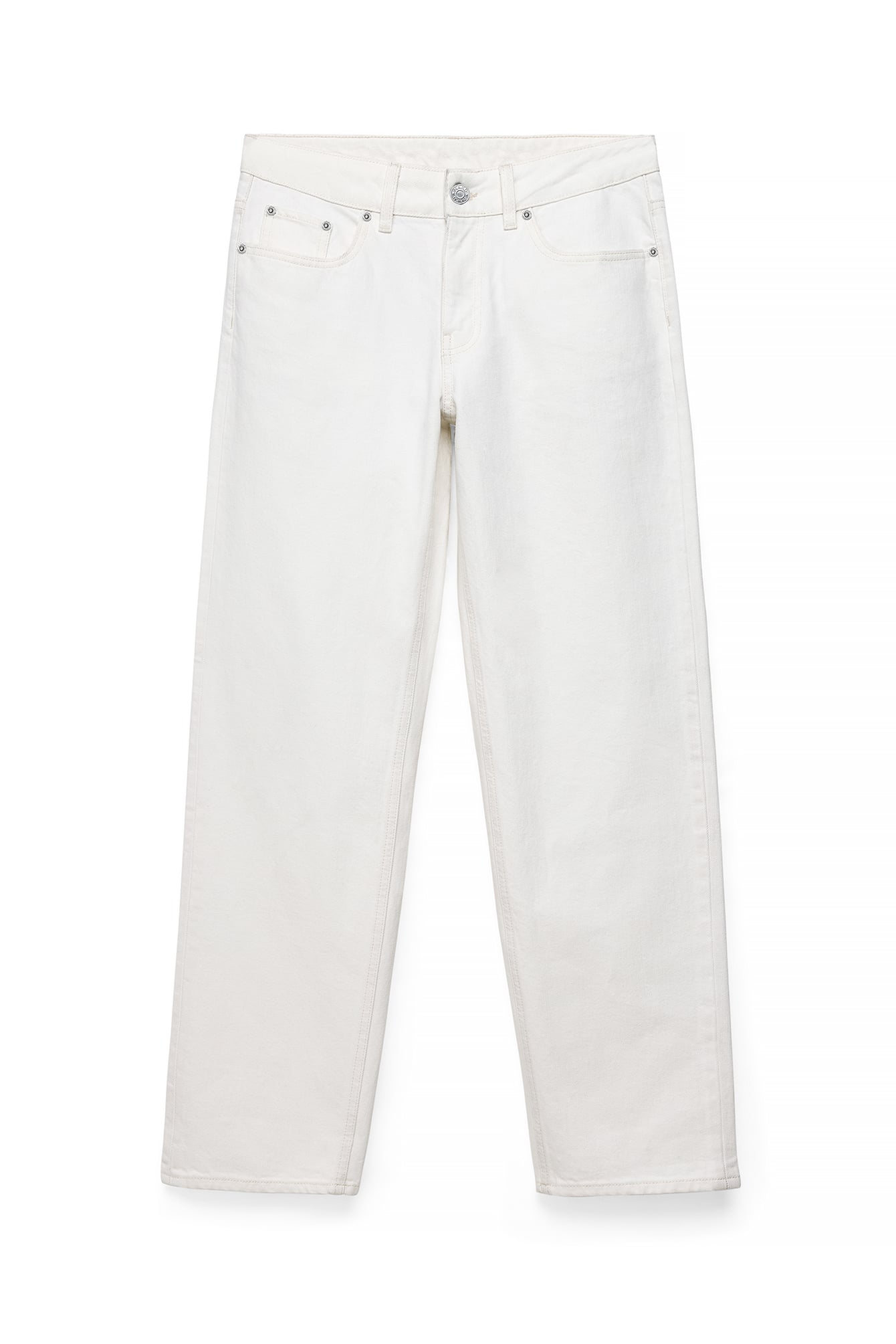 White Route Mid Waist Straight Jeans