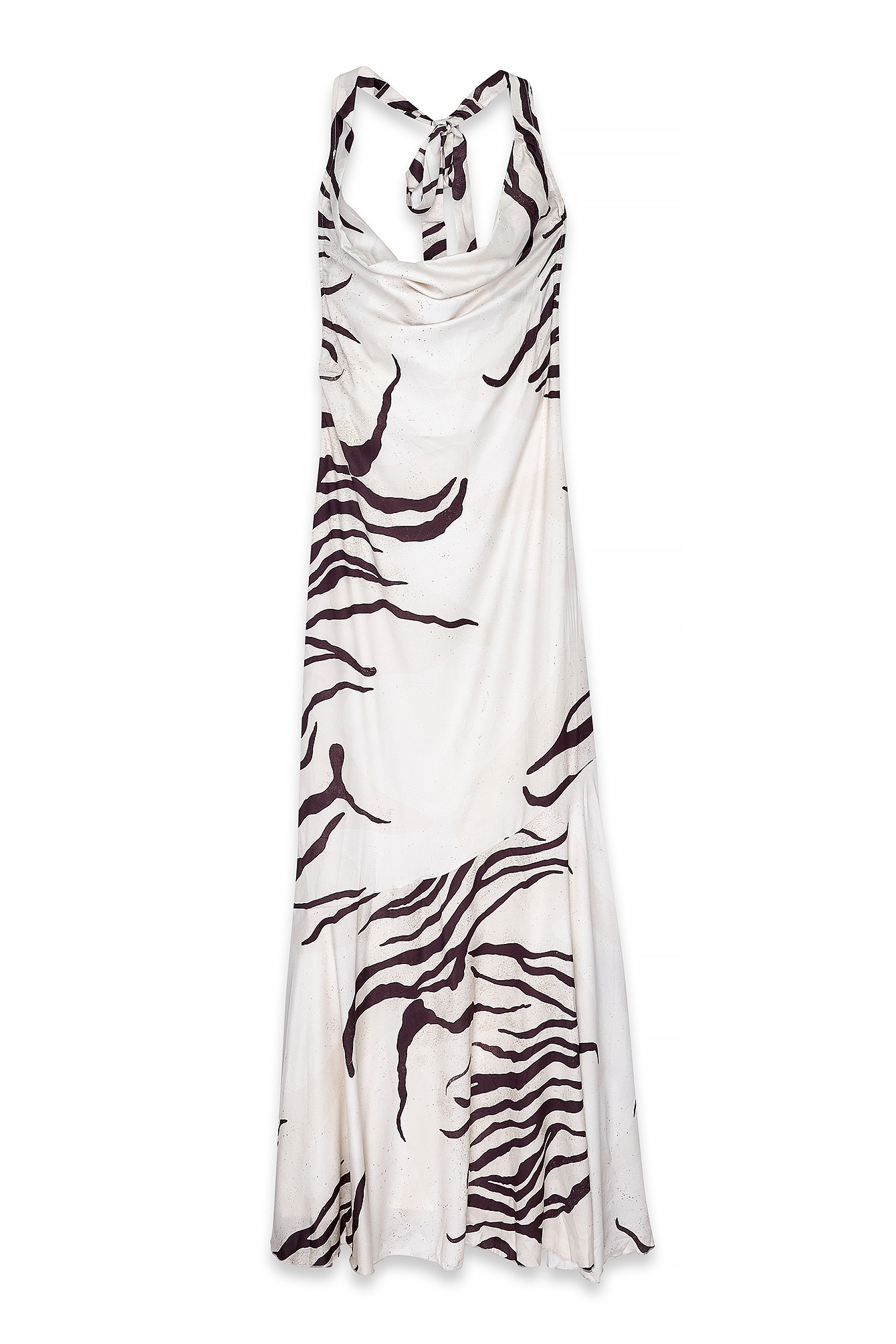 Animal Print Satin Halterneck Maxi Dress