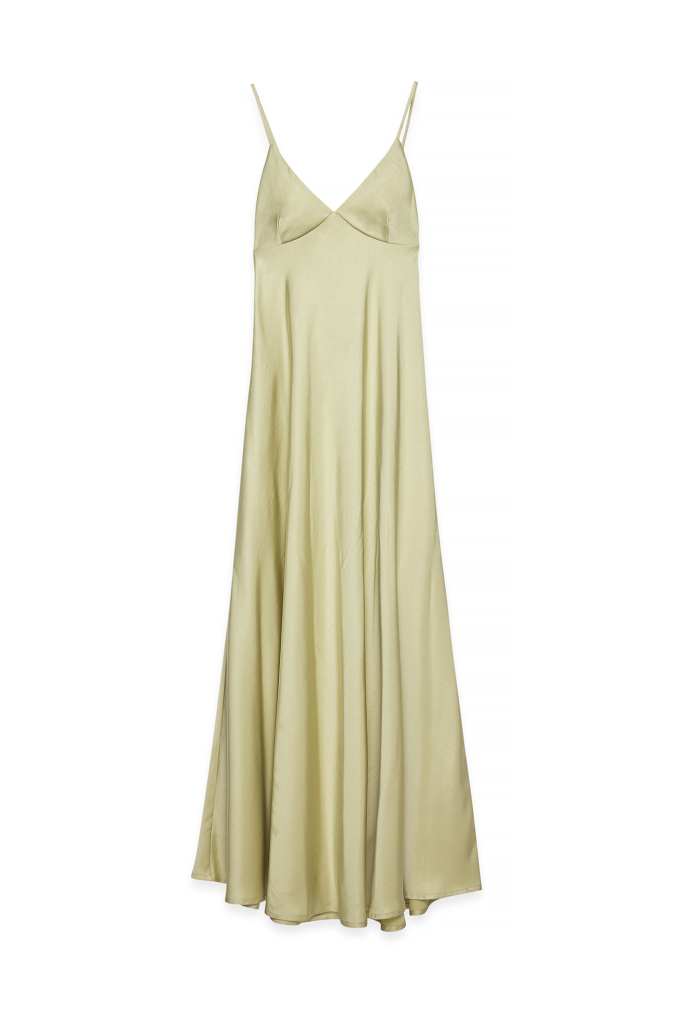 Light Green Satin Tie Back Volume Dress