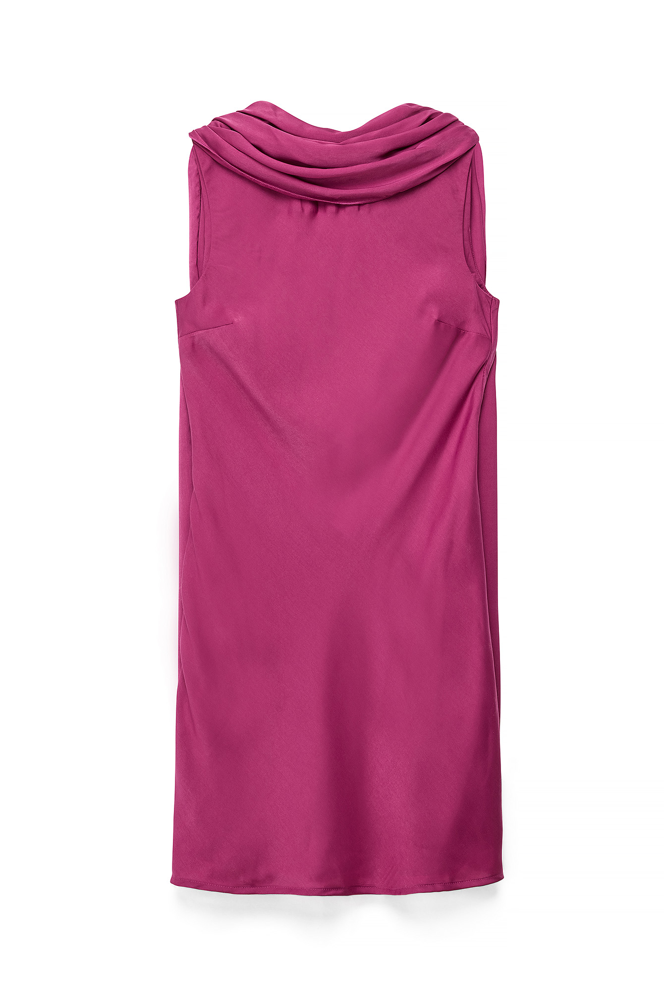 Fuchsia Pink Scarf Detail Satin Mini Dress