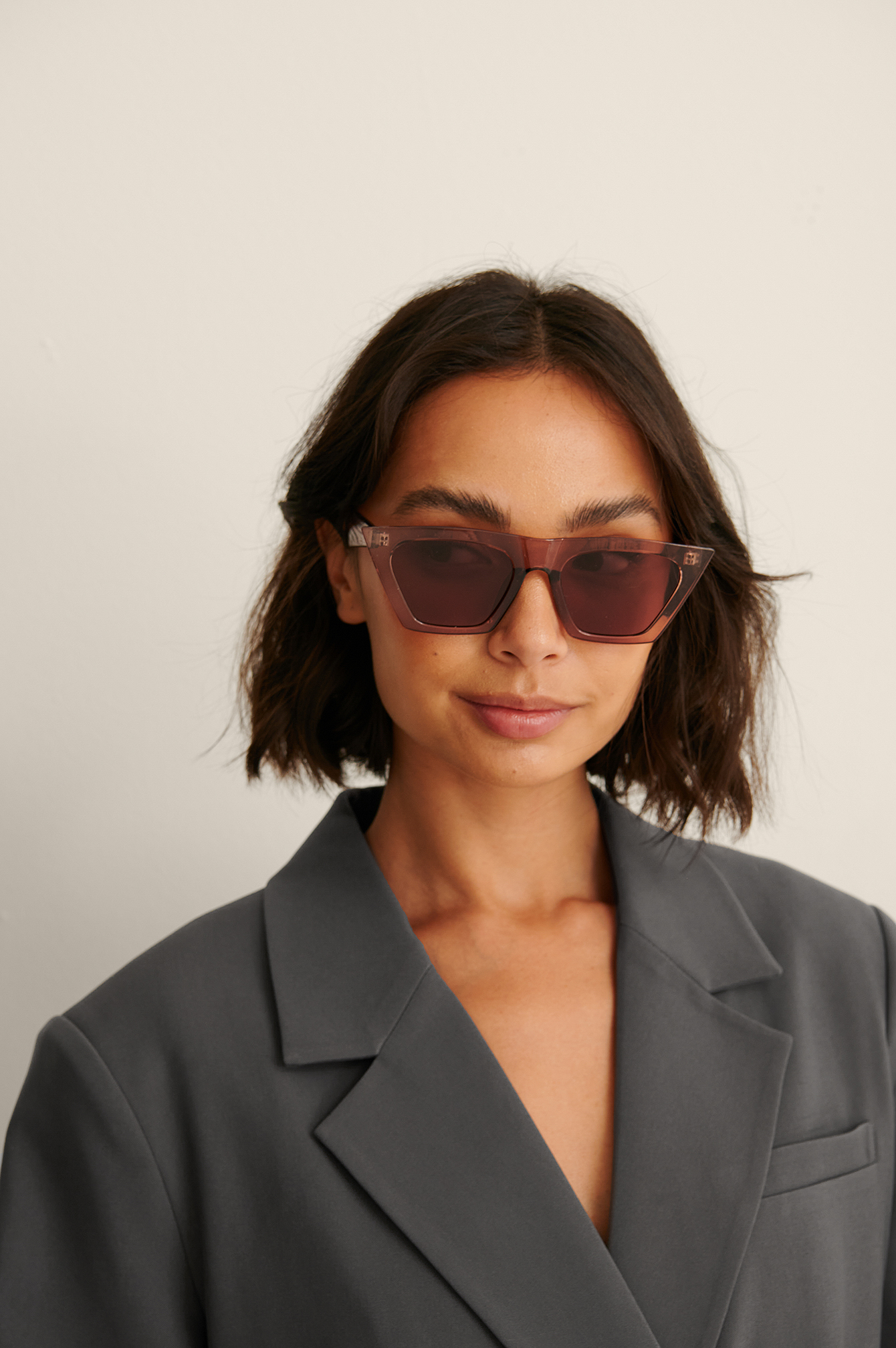 Brown Sharp Square Cateye Recycled Sunglasses
