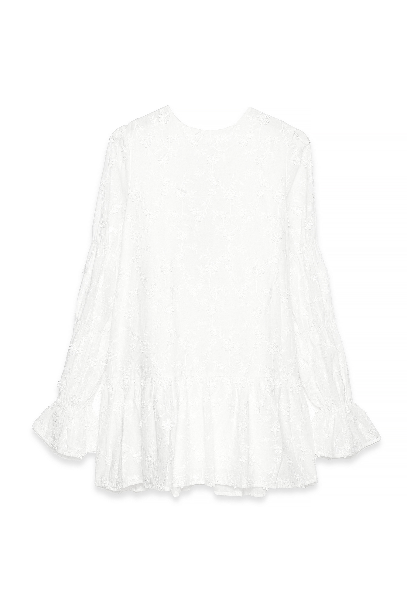 White Sleeve Detail Deep Back Dress