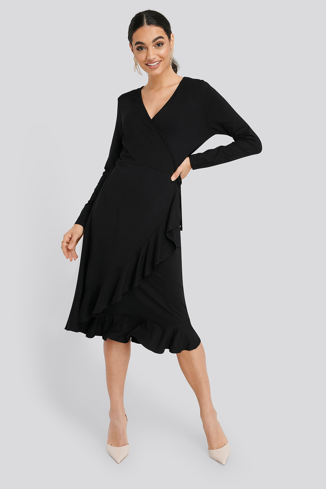 Black Wrap Knitted Dress