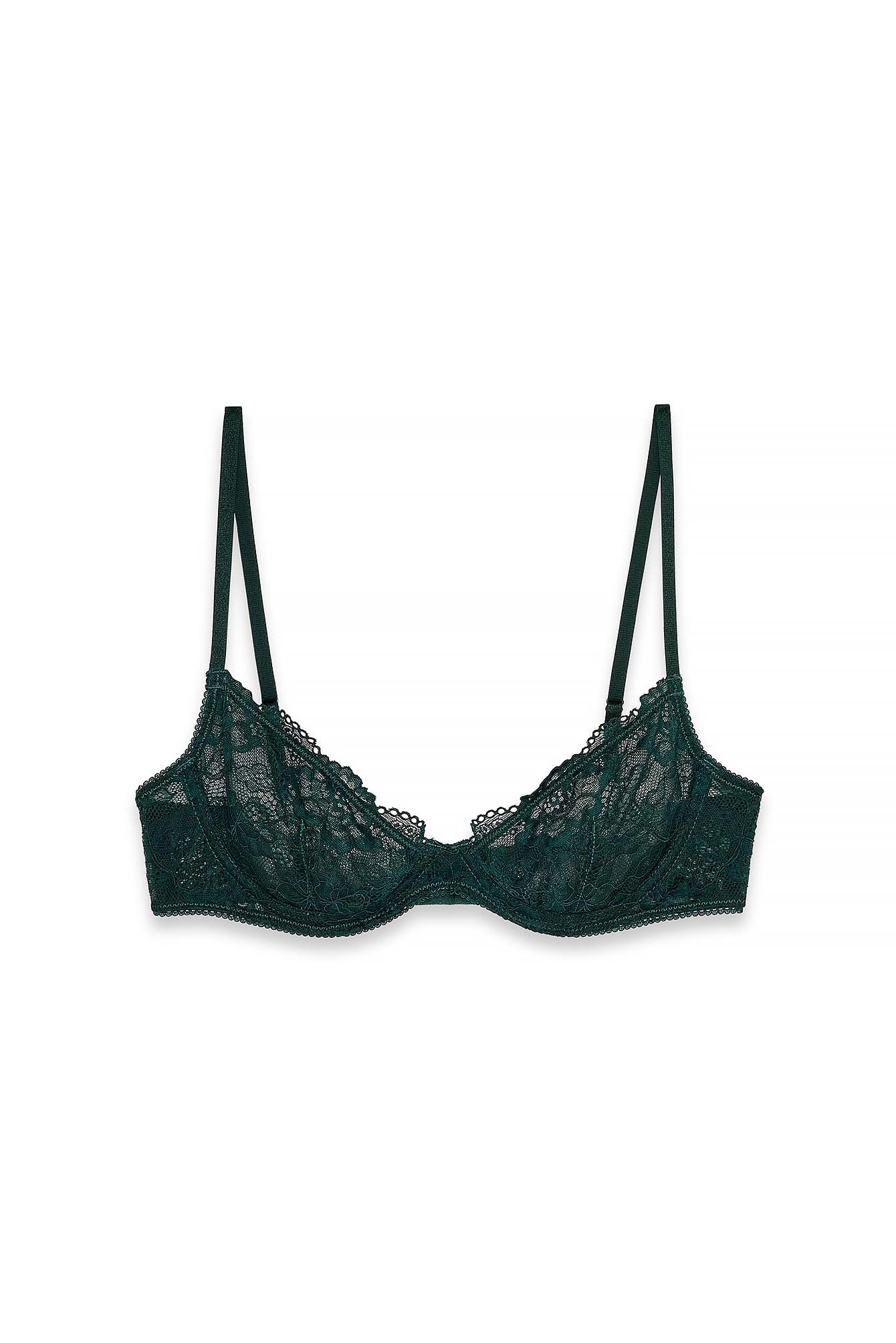 Deep Green Underwired Lace Bra