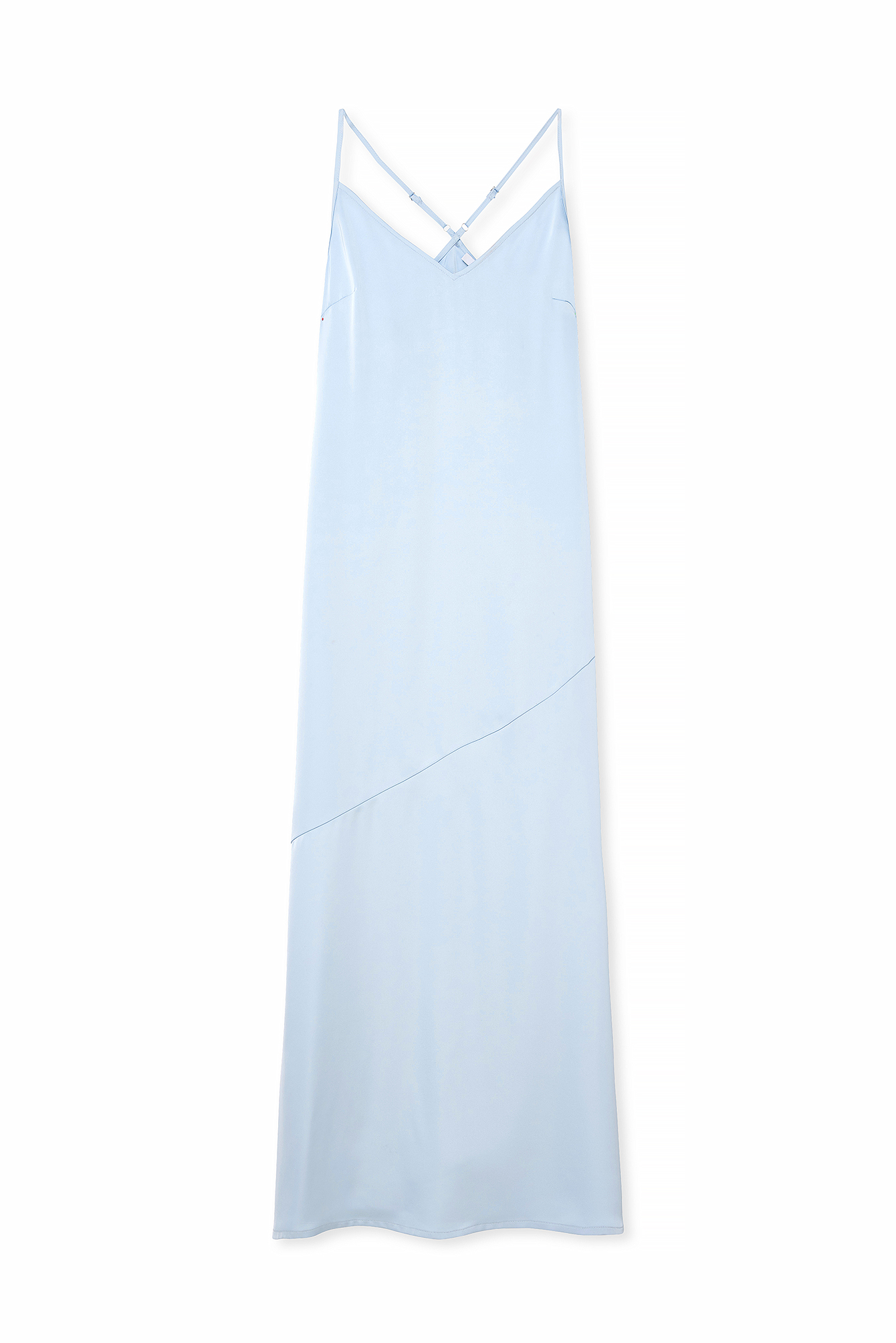 Light Blue V-Neck Satin Slip Dress