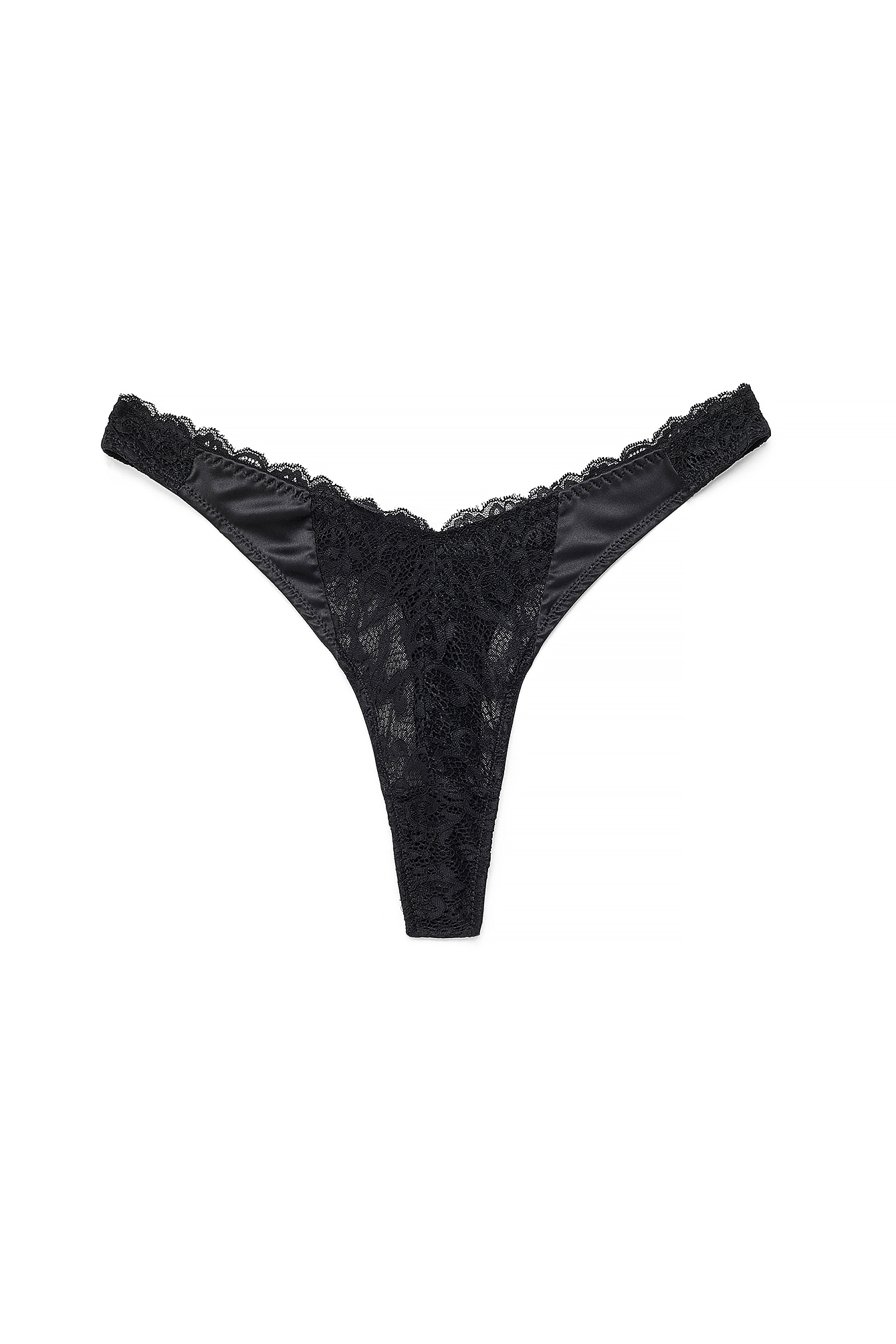 Black V-Shaped Lace String